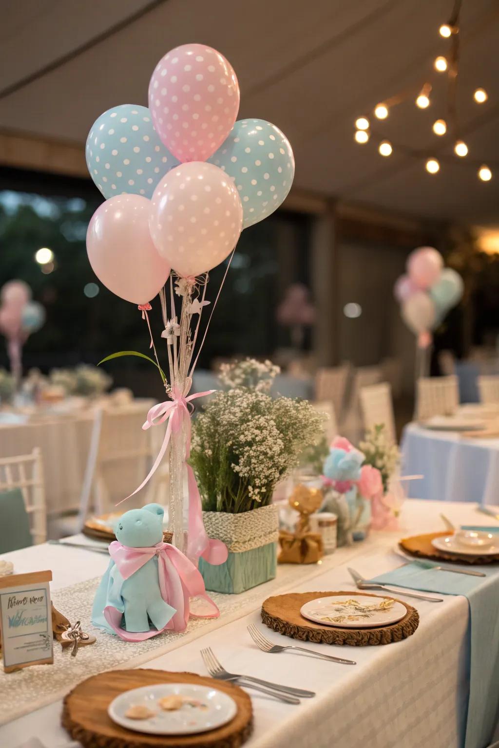 Charming central components presenting infant-themed props for added fancifulness.