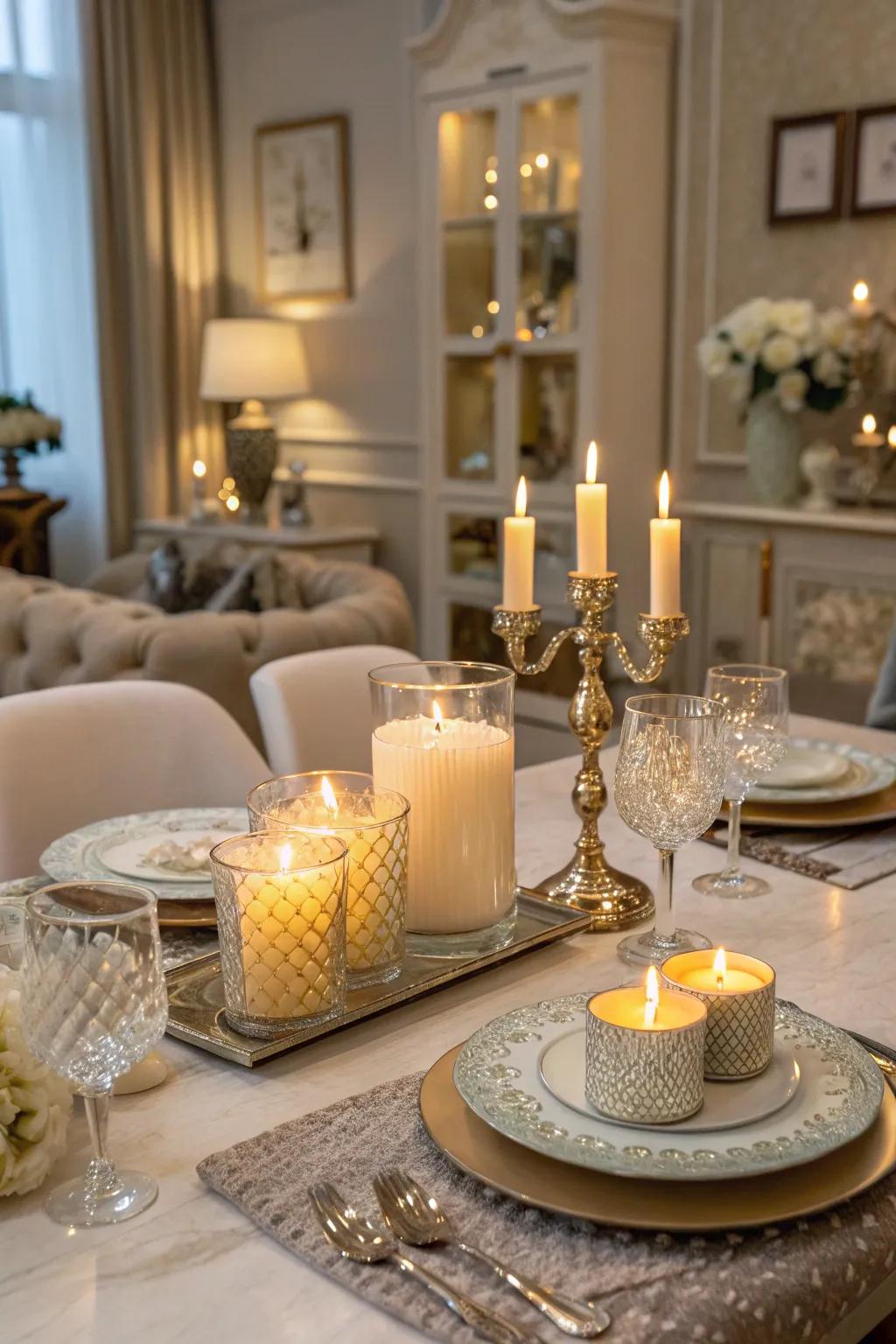 Establish an enchanting atmosphere through sophisticated candlelight.