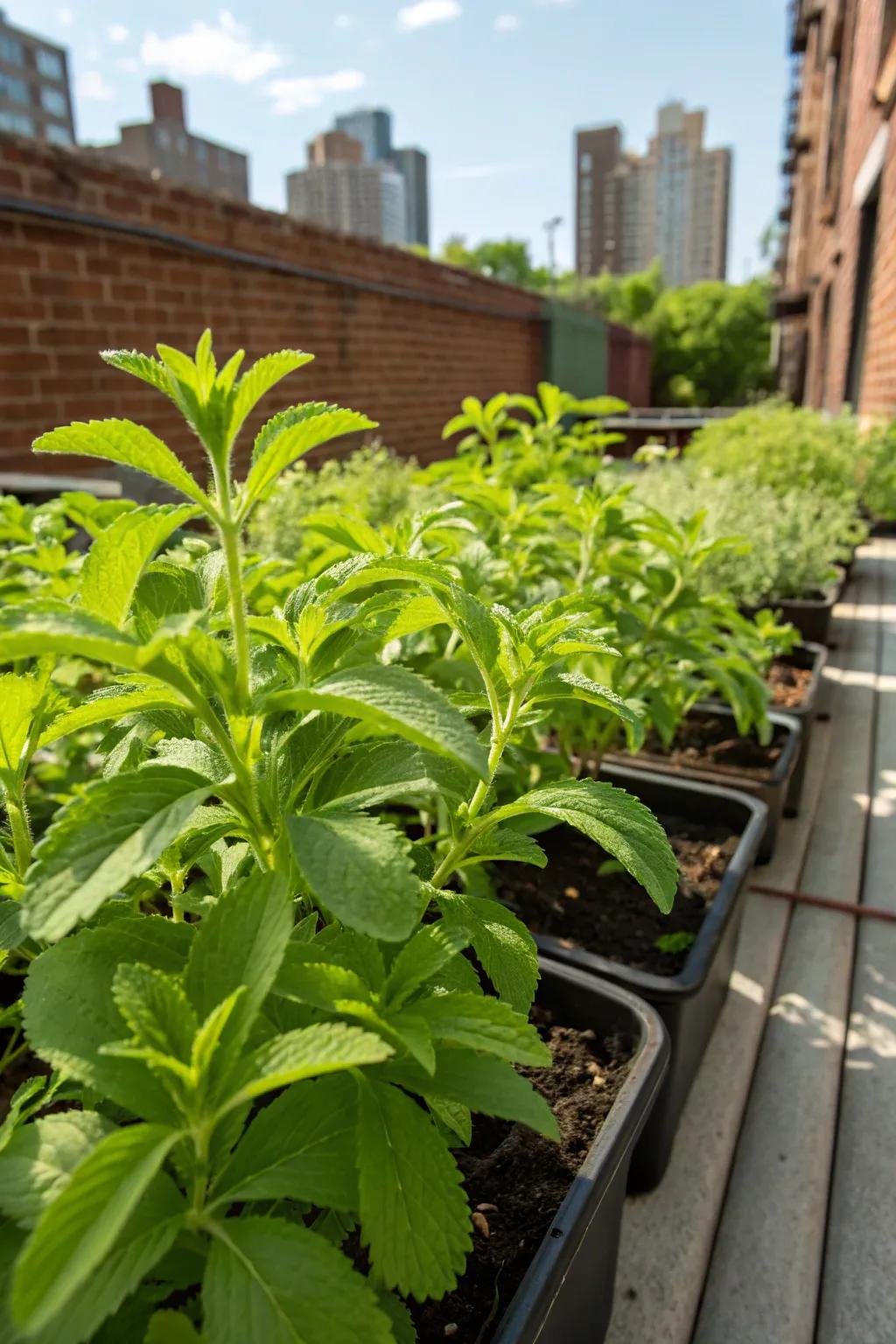 Stevia leaves, providing an all-natural sweet touch to your herbal tea.