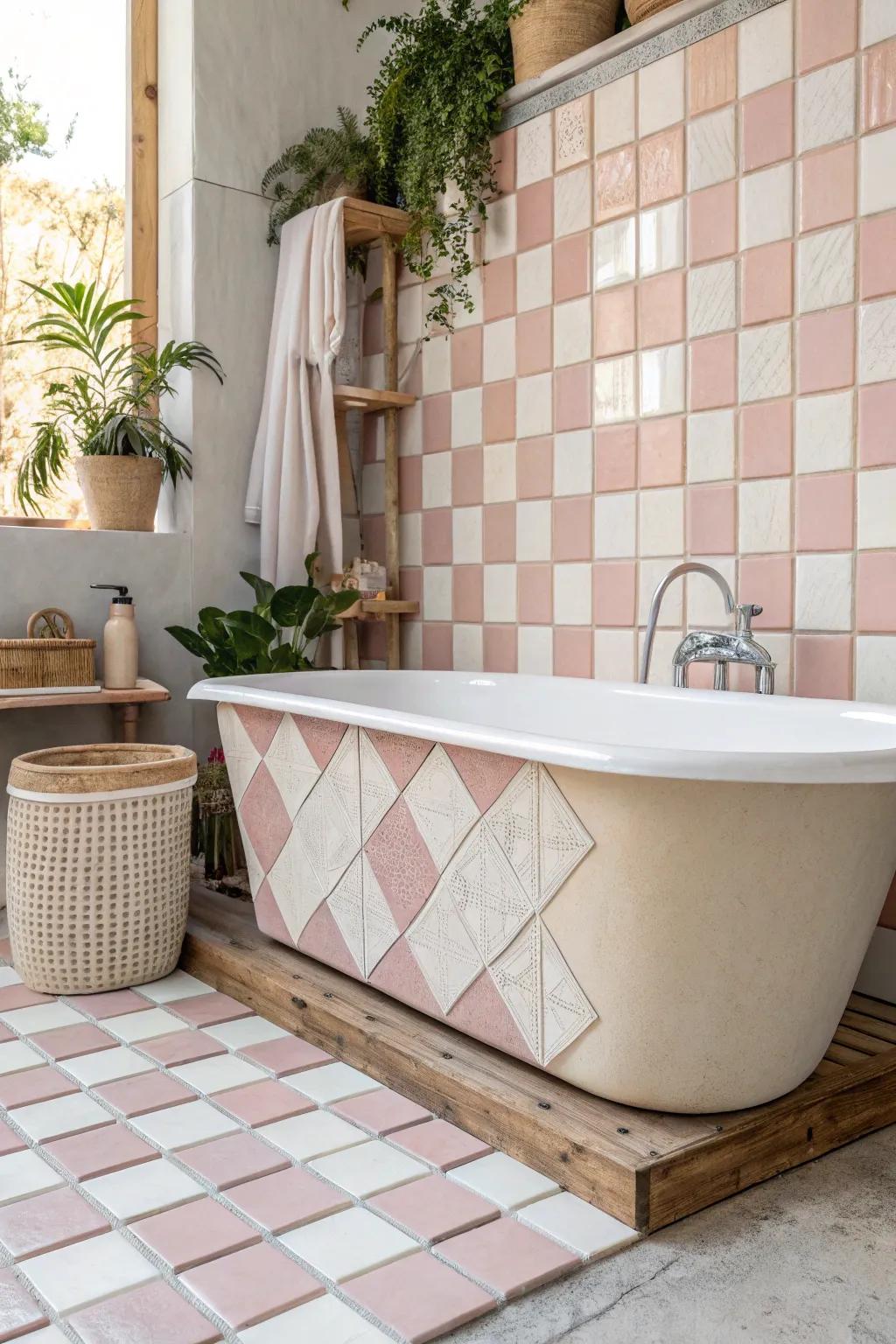 Revive retro charm with a chic checkerboard tile surround!