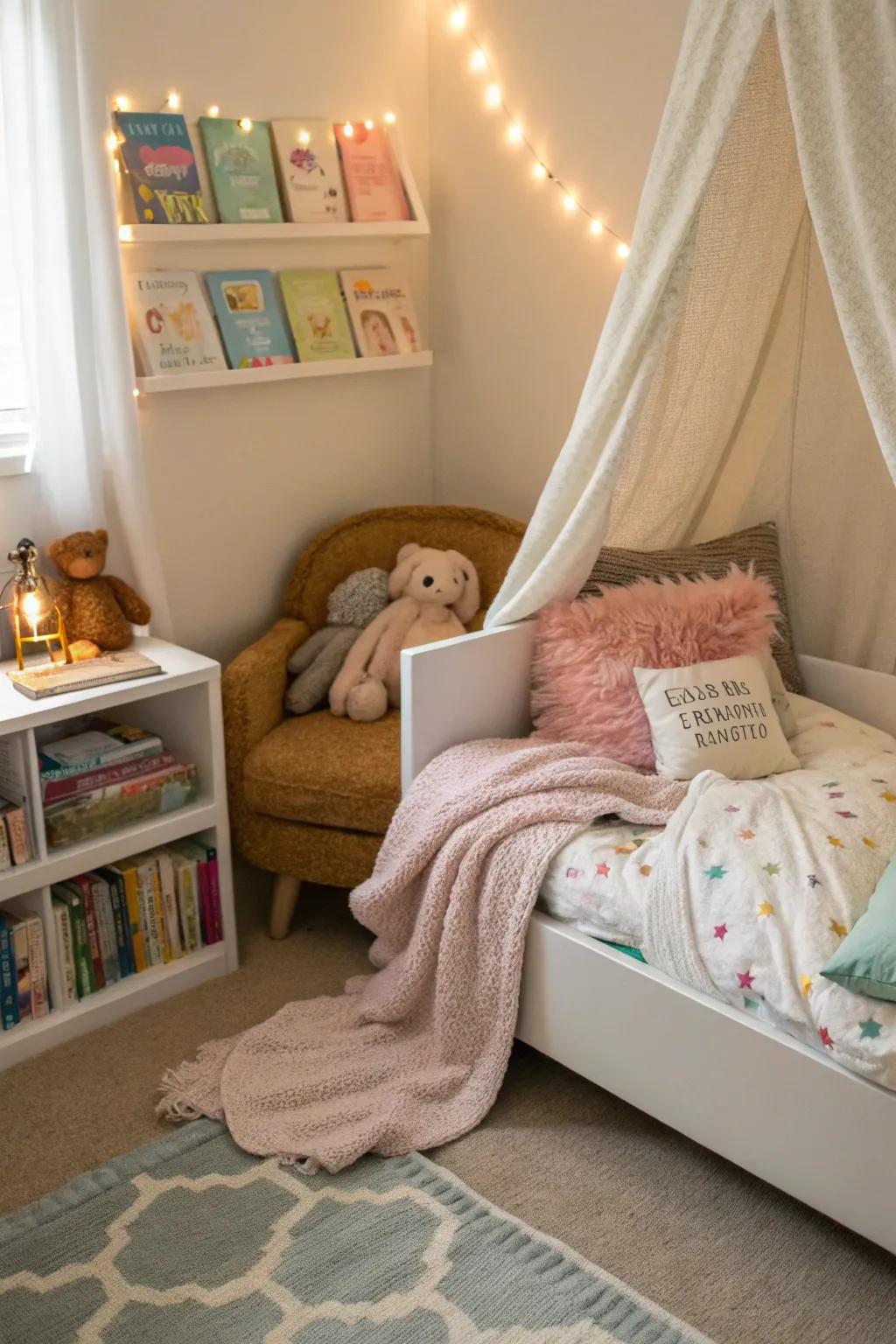 Comfortable textiles, fostering a warm, inviting bed.