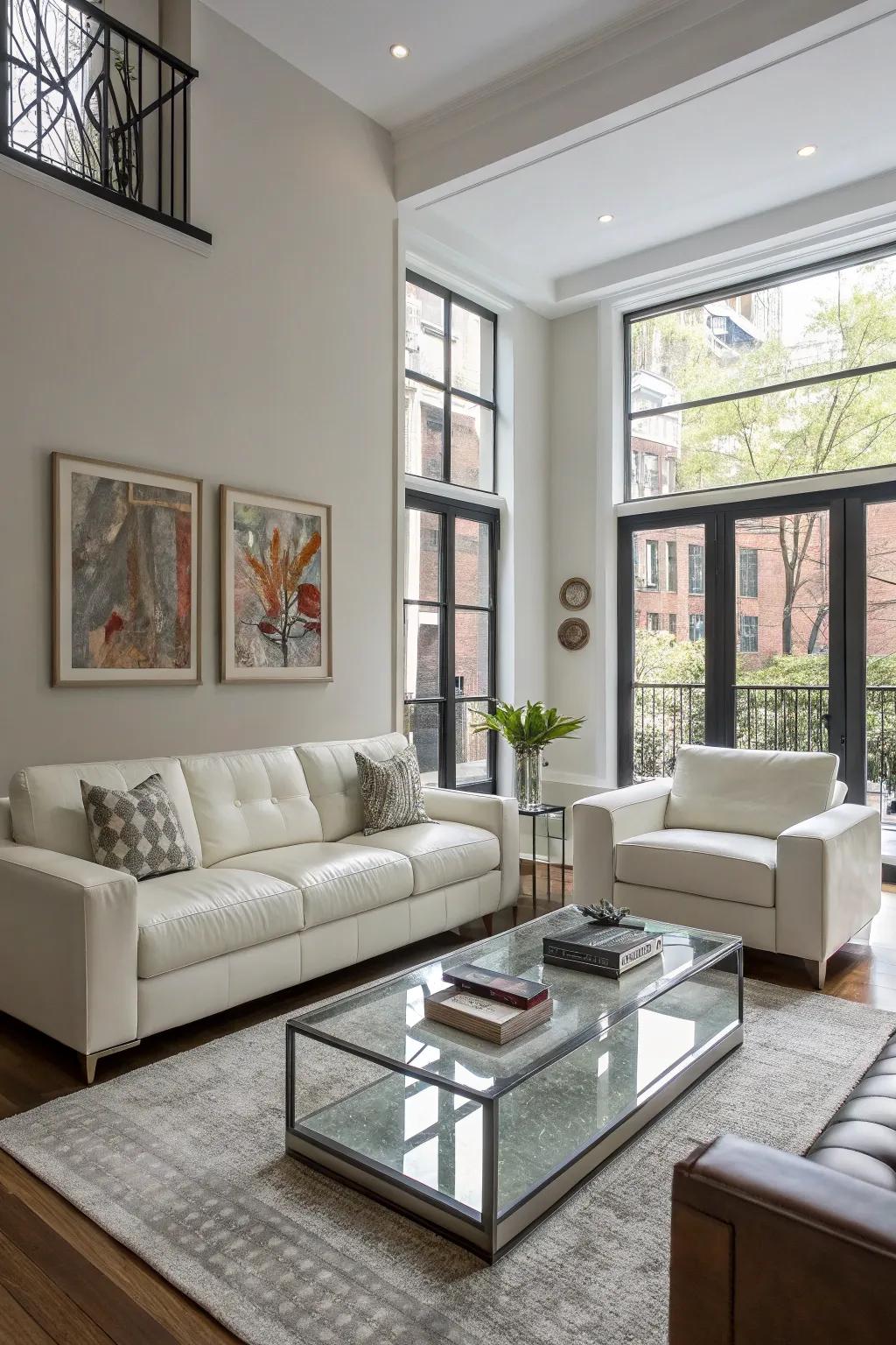 Modern furniture used in a townhouse living room