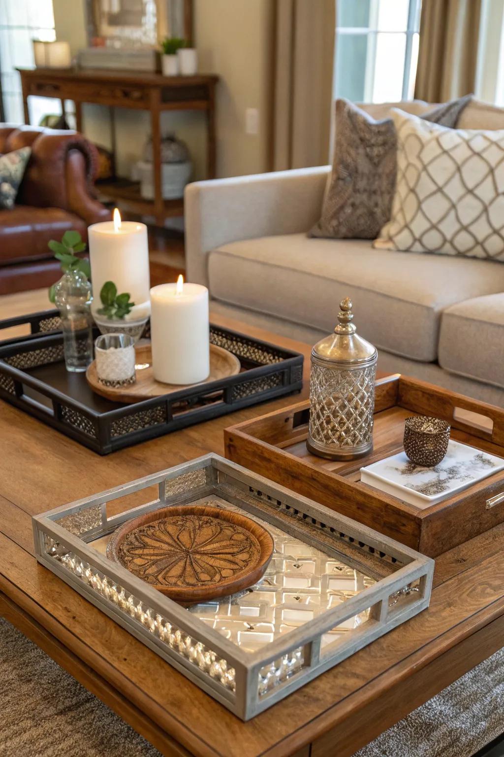 Blend materials for a full, layered effect.
