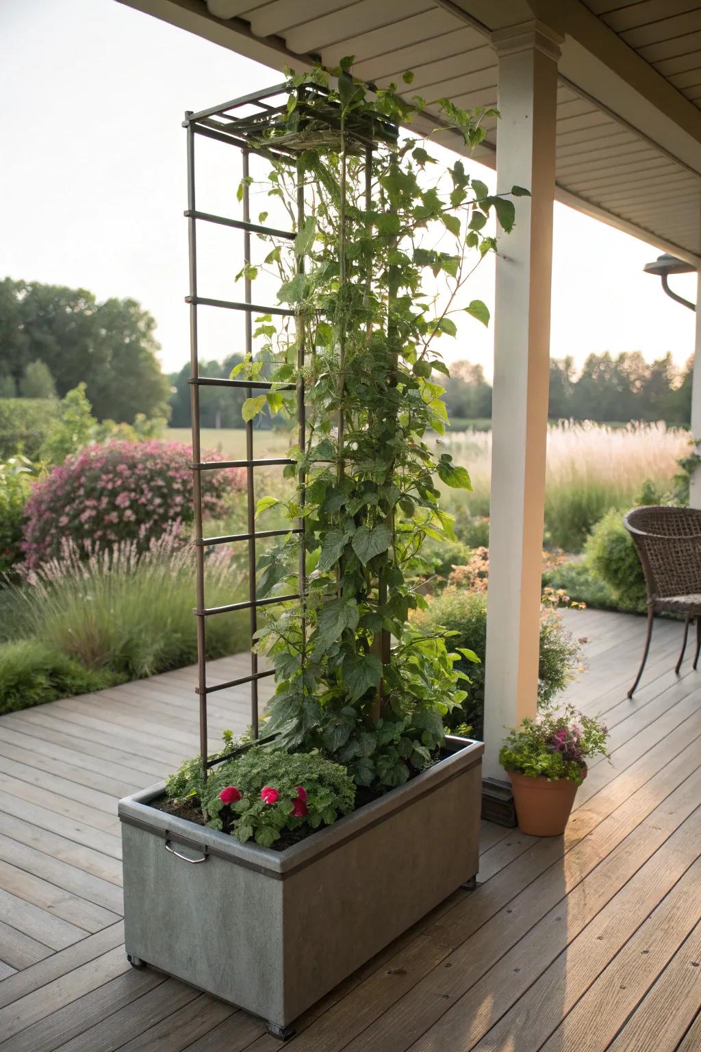Enjoy garden versatility with a moveable trellis.