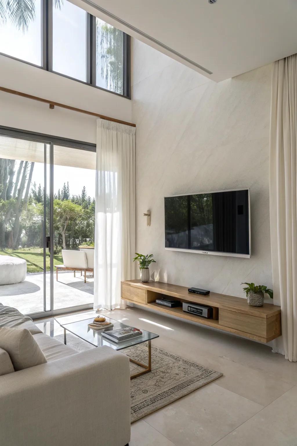 Keep it uncomplicated with a minimalist frame-free TV design.