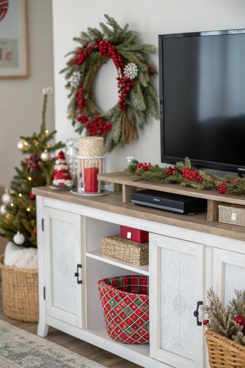 Seasonal decor ensures your TV stand always looks current.