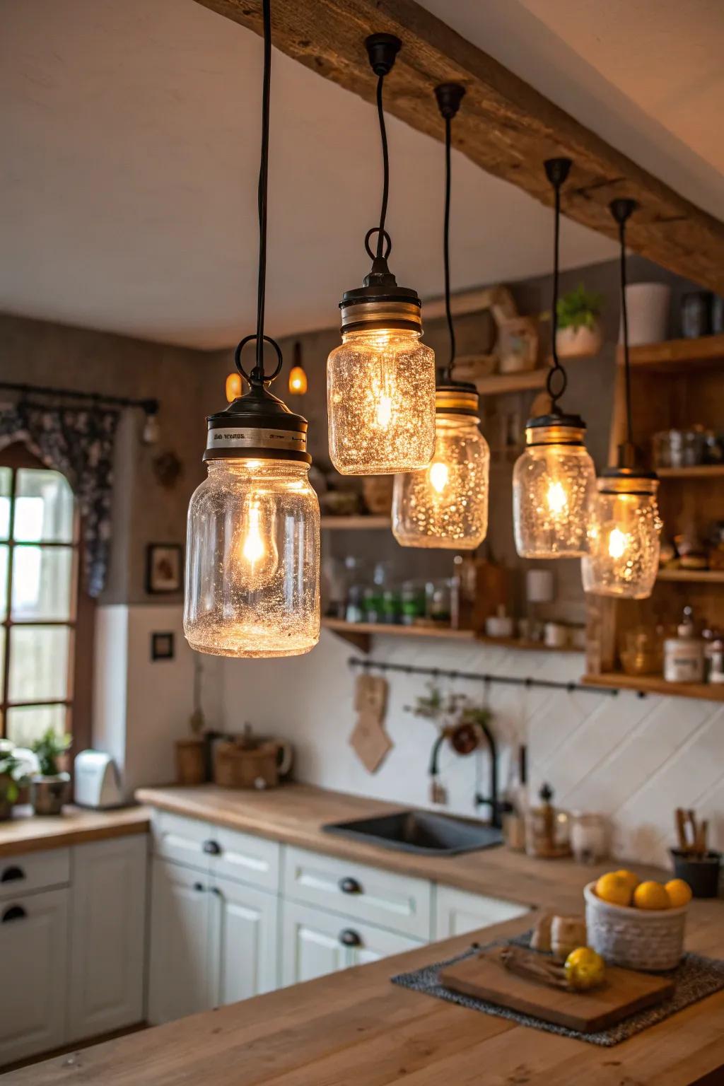 Charming container lamps for a cozy shine.