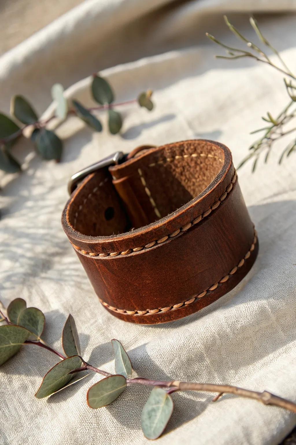 Embrace countryside refinement through handcrafted animal hide sash wristbands, where sustainability converges with panache.