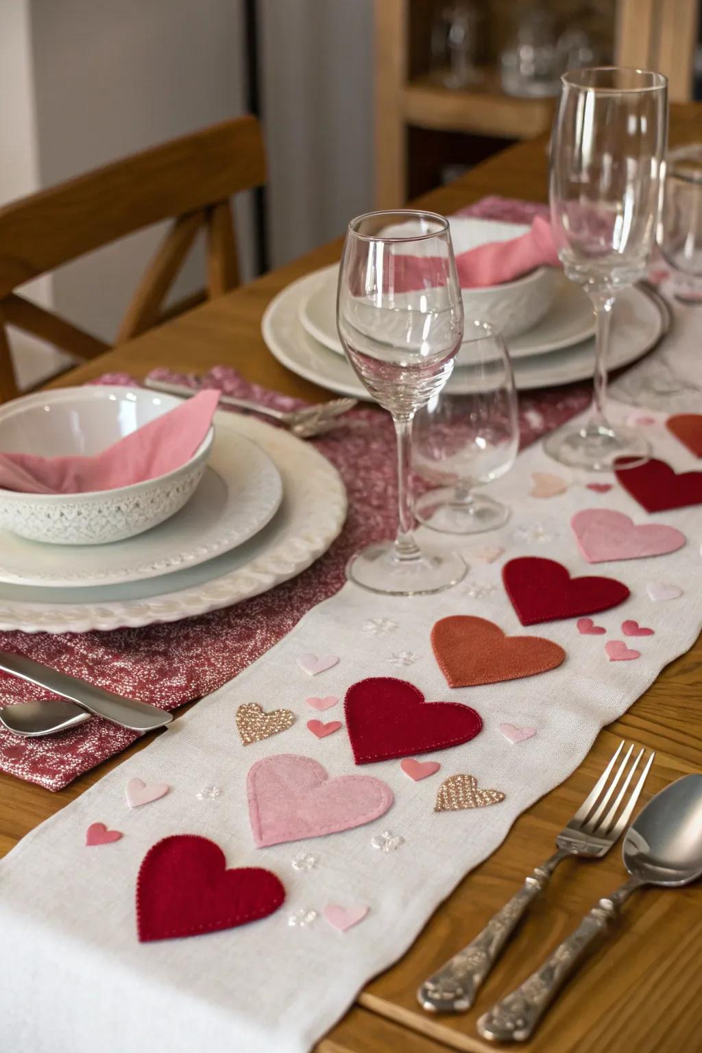 A touch of heartfelt warmth using a DIY felt pathway.