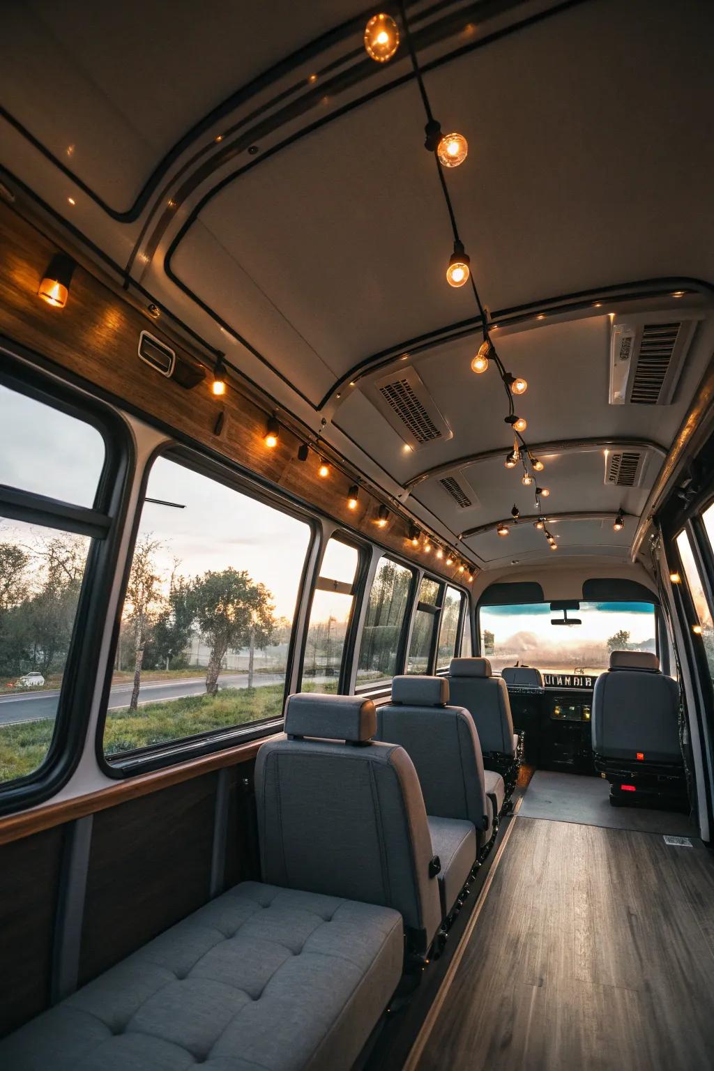 Sunlight and ambient lighting create an inviting vibe.