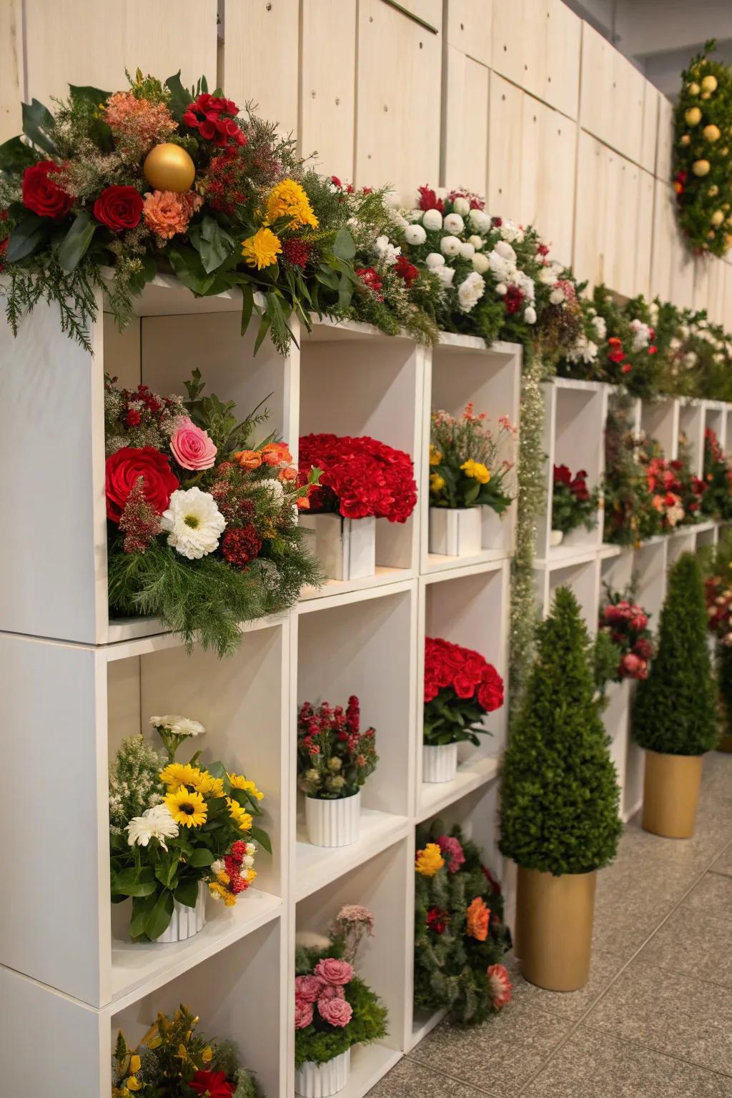 Keep your decor fresh using seasonal cube displays.
