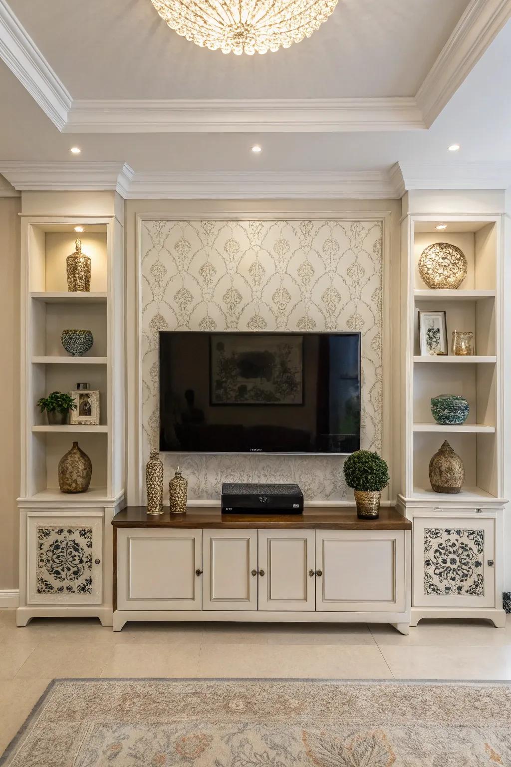 Symmetry introduces balance and harmony to your TV decor.