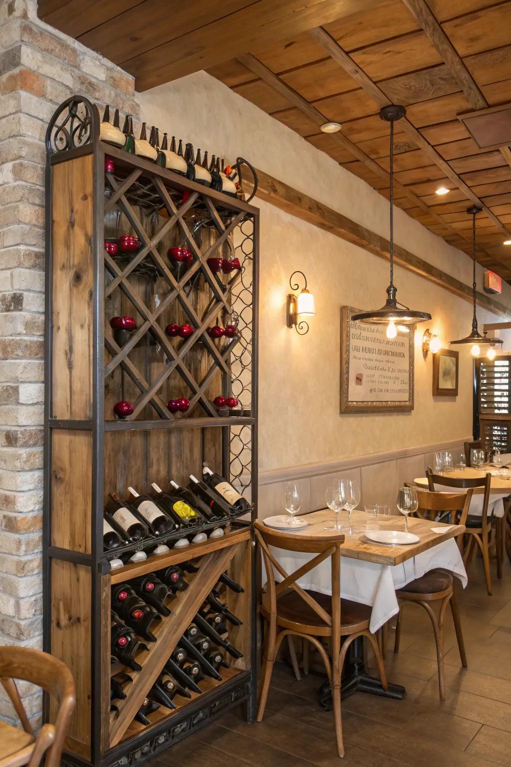 Wood and metal fixtures add country charm.