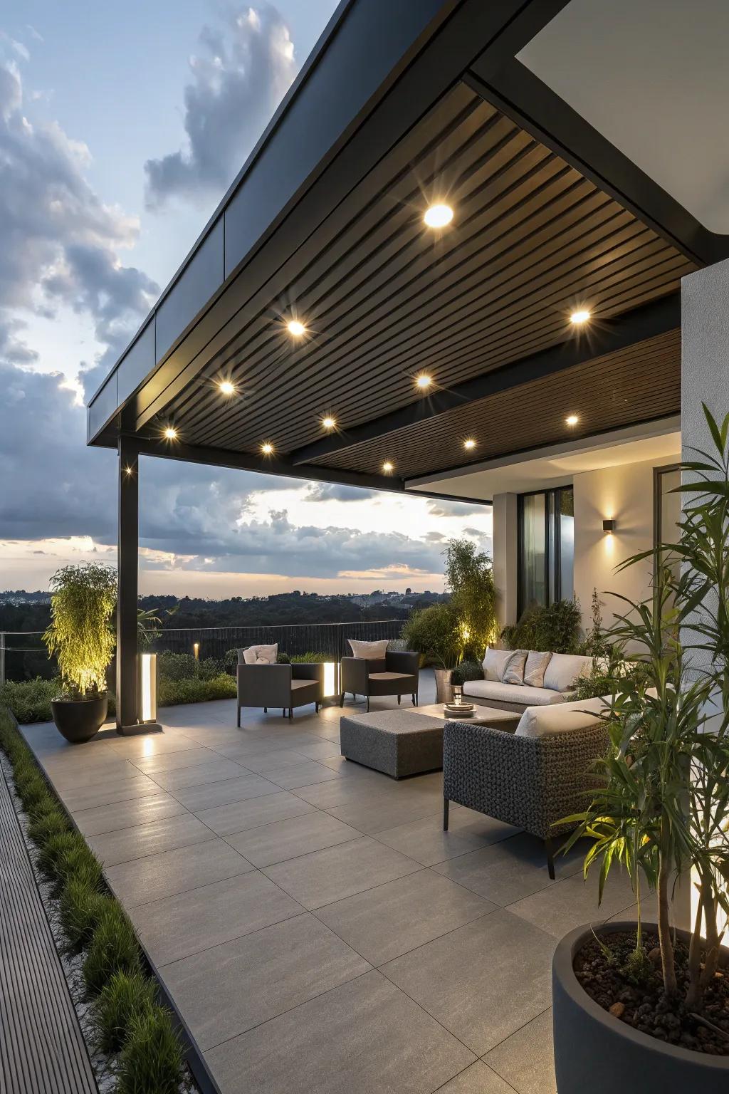 Recessed lights provide a subtle yet effective lighting solution.