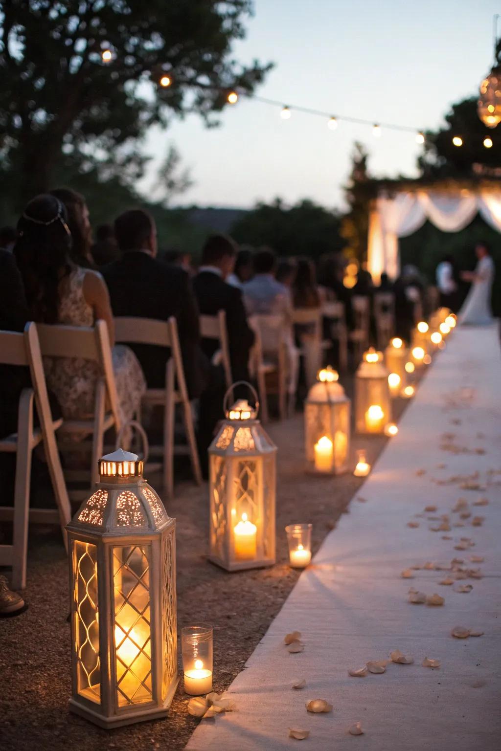 An enchanting lantern-lit path sets the stage for a magical evening ceremony.