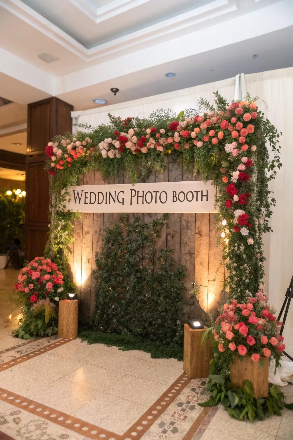 A personalized snapshot station backdrop for wedding attendees.