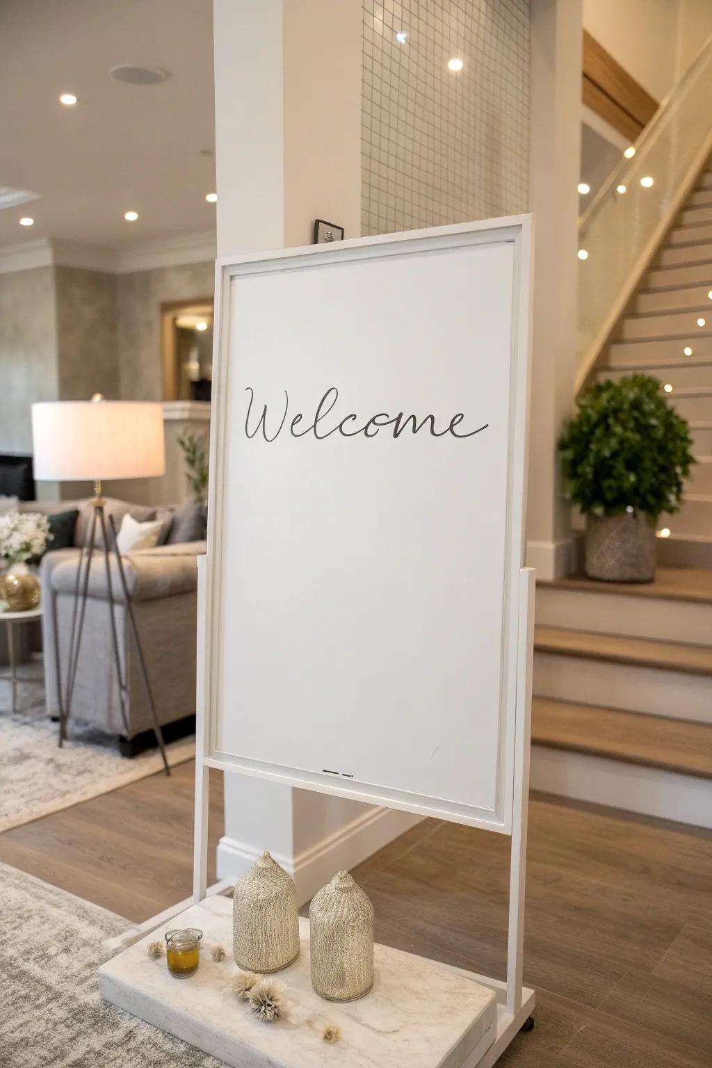 A simple display board design for a peaceful welcome.