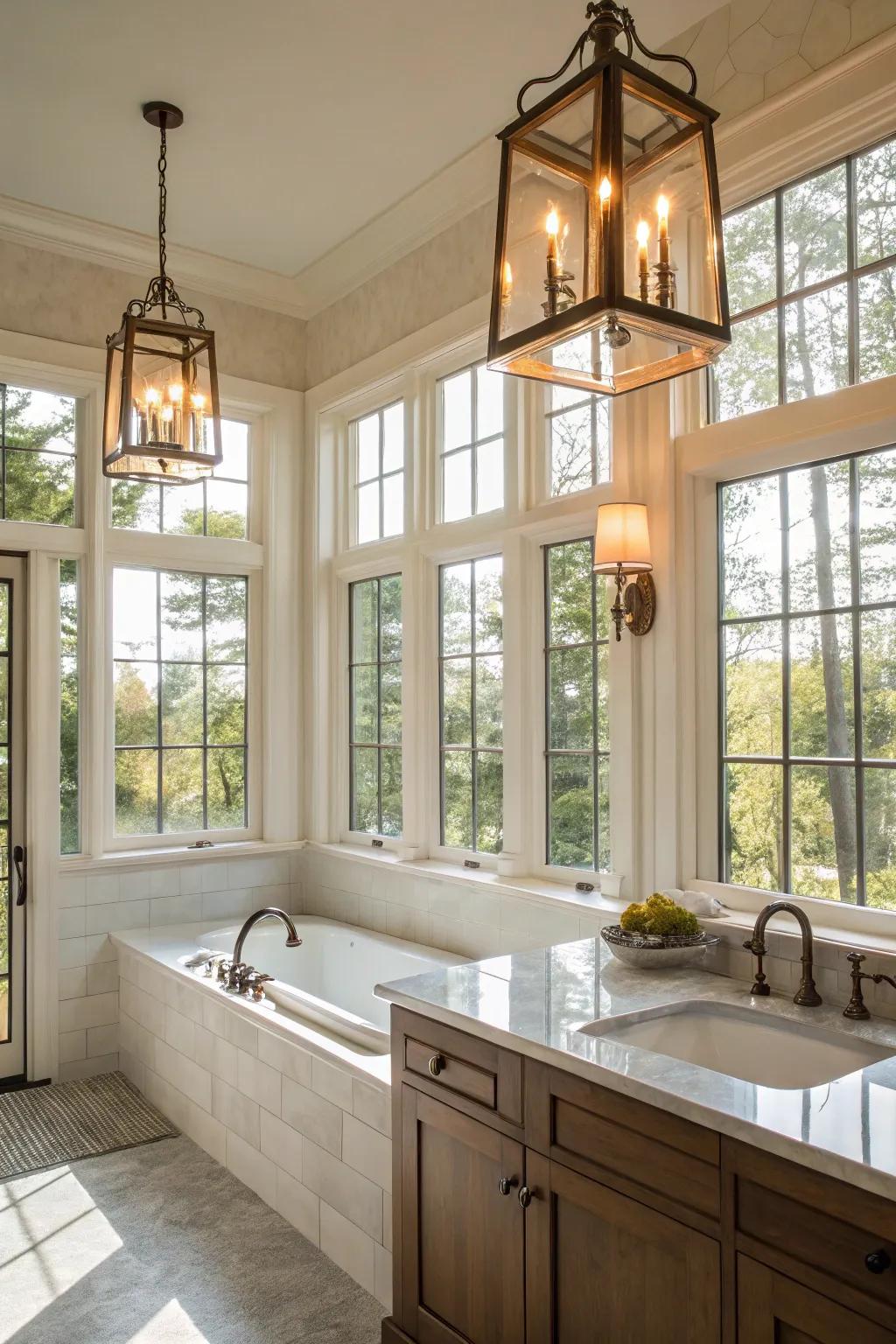 Natural light and lanterns create a warm ambiance.