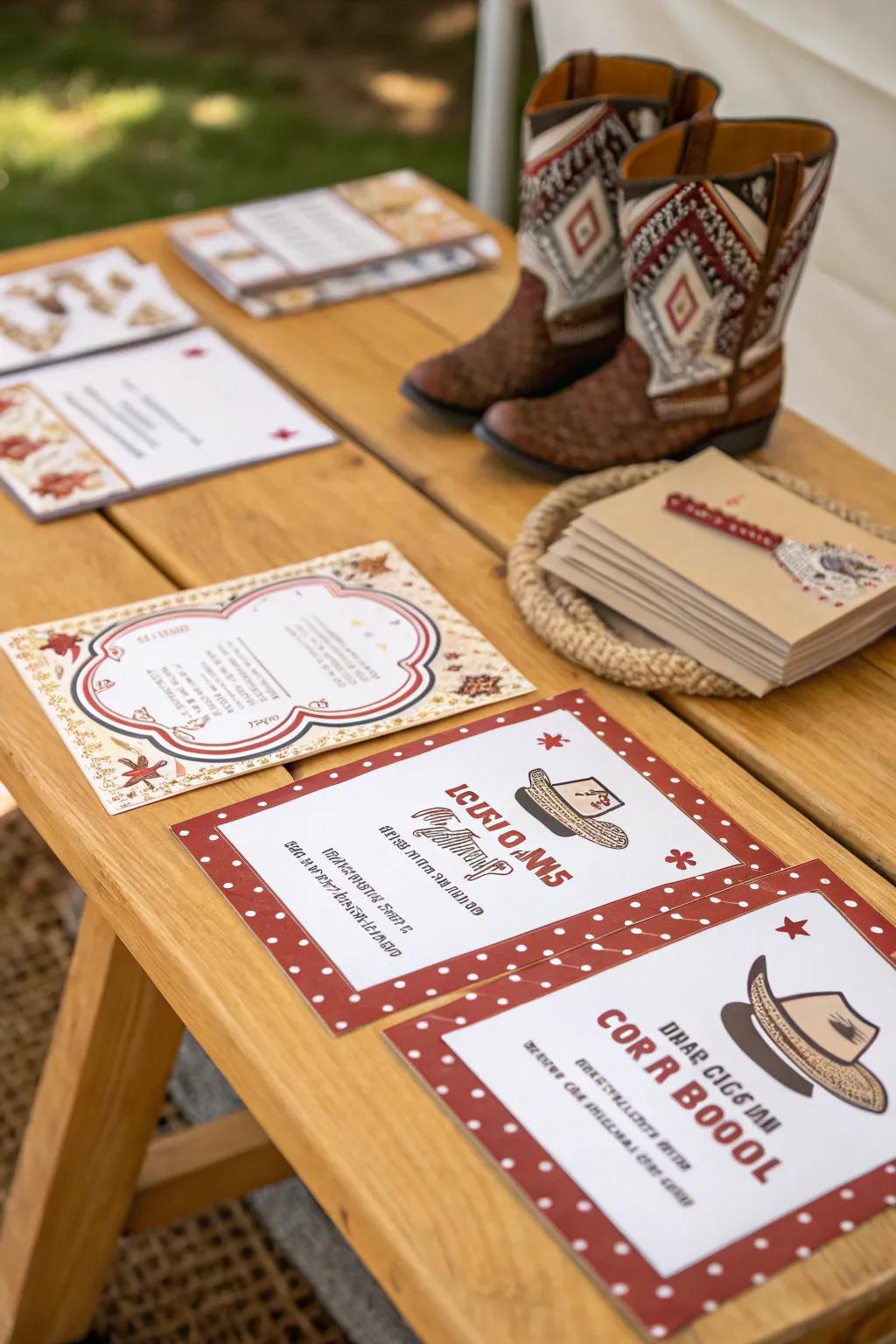 Western-themed notices set the tone for an enjoyable celebration.