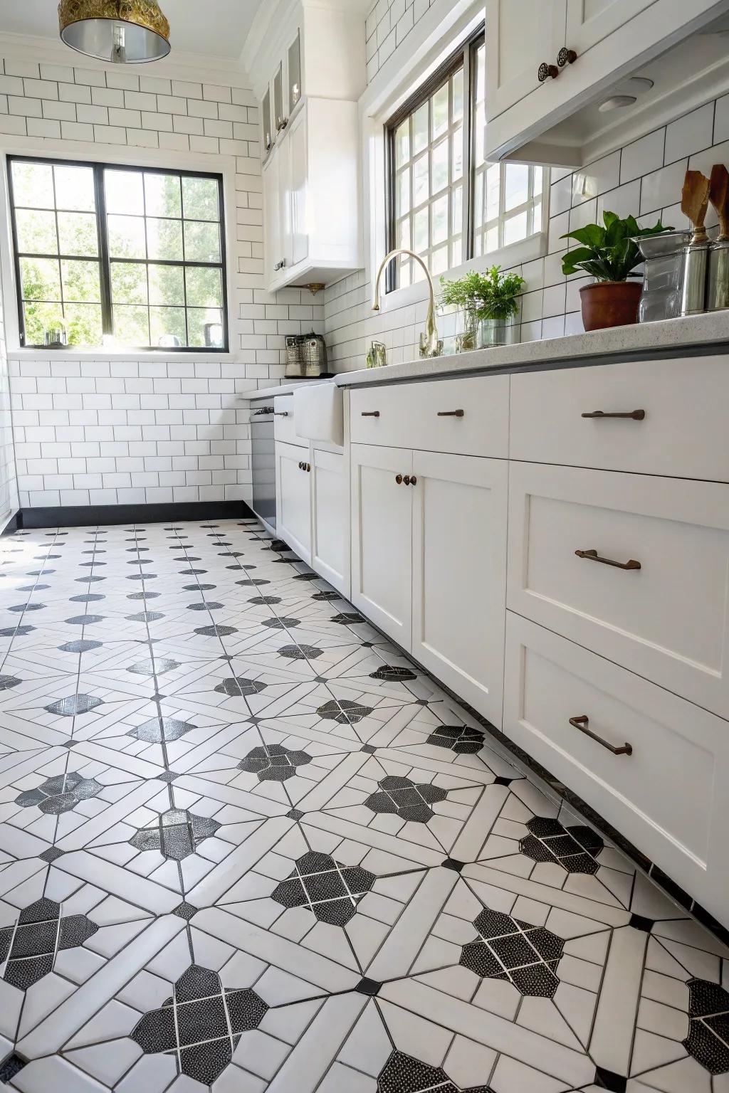 High-contrast detailing highlighting the tile design.