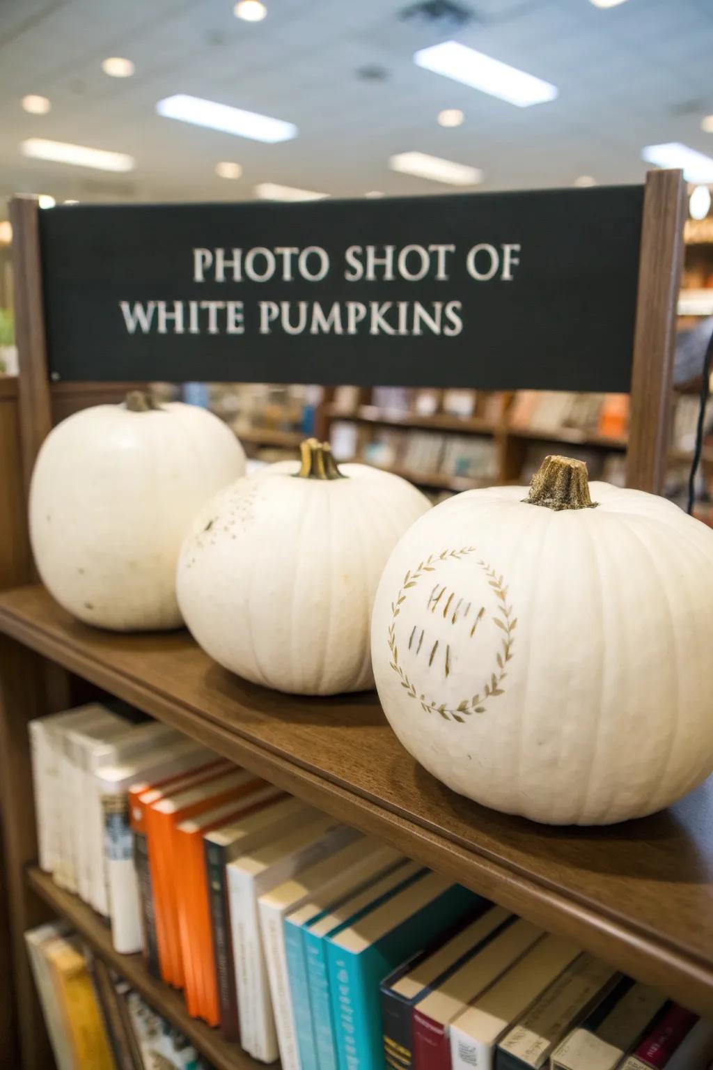 Hand lettering-decorated pumpkins for a personal touch.