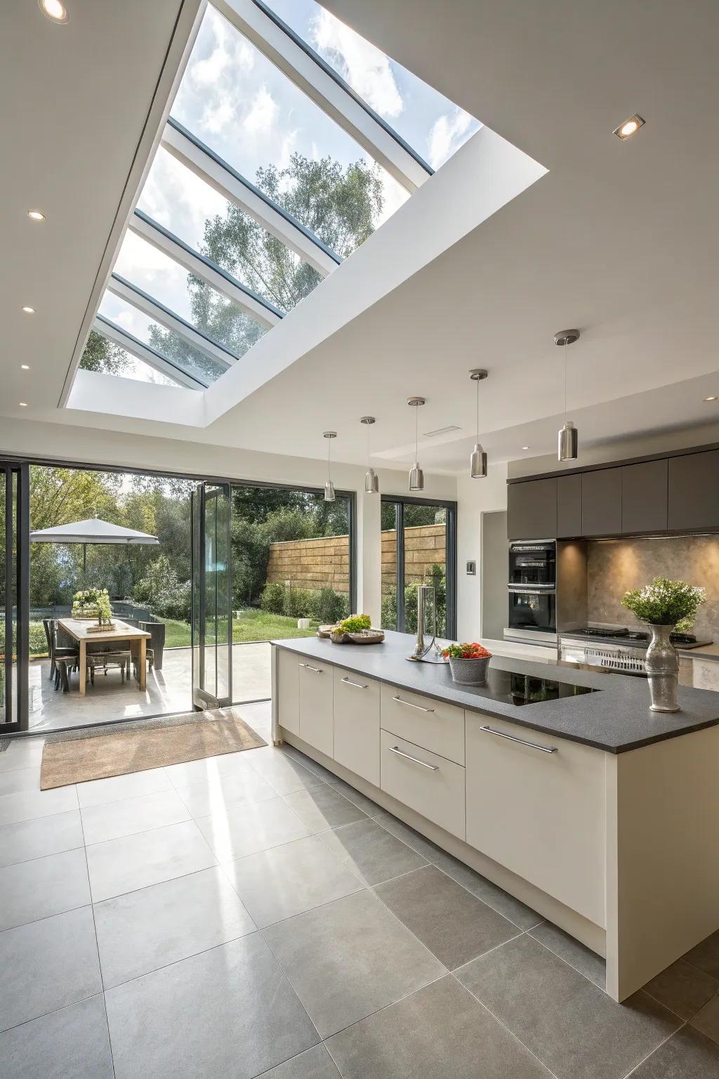 Overhead lights bring ample light into any space.