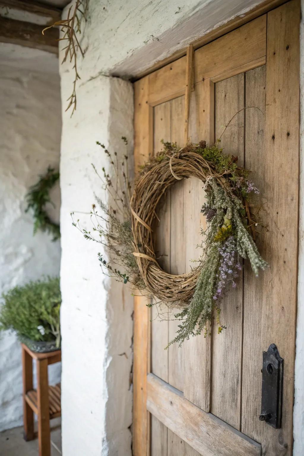 An inherent component garland for rustic charm.