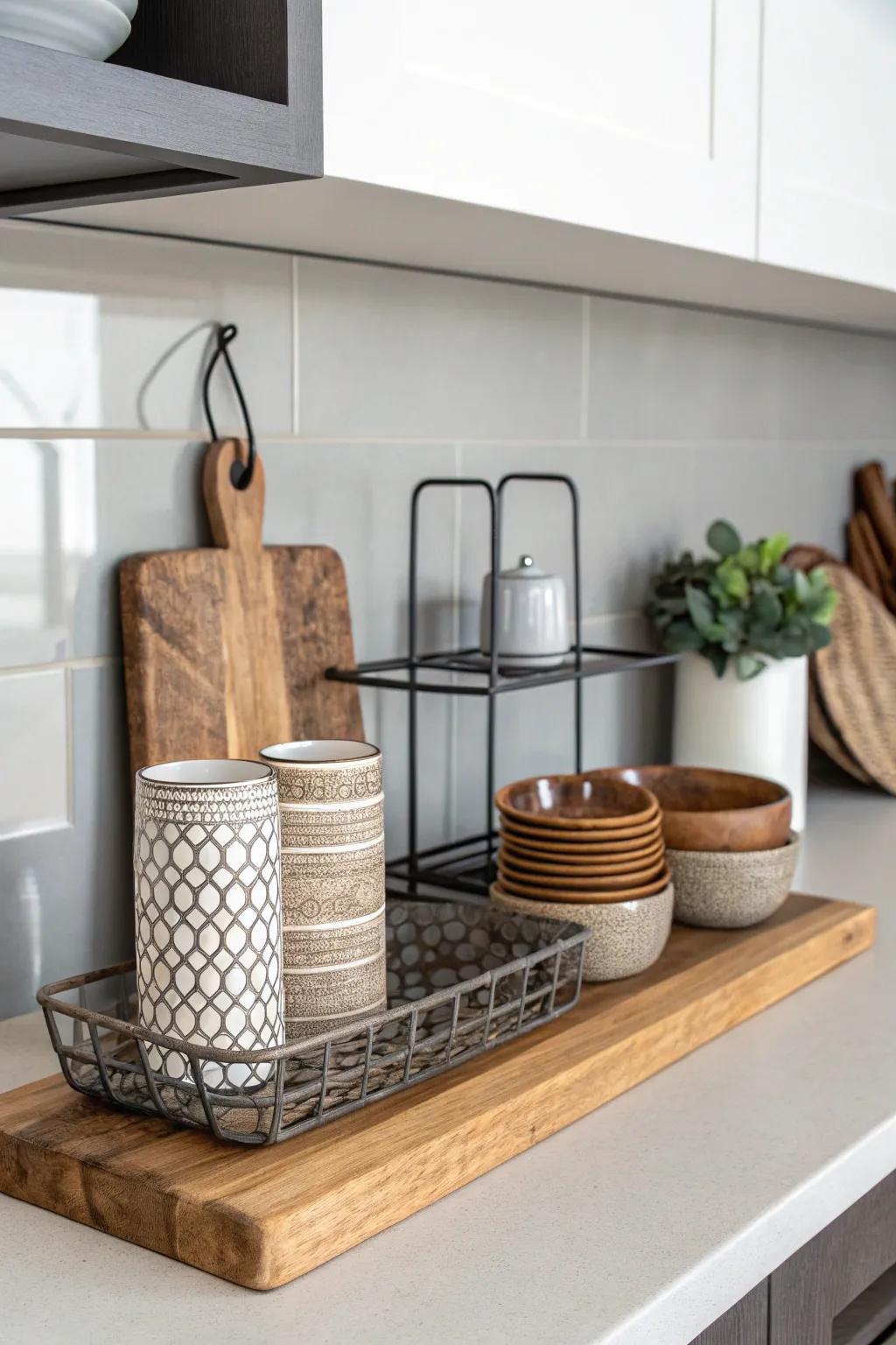 Merge mediums for a modern timber plank display.