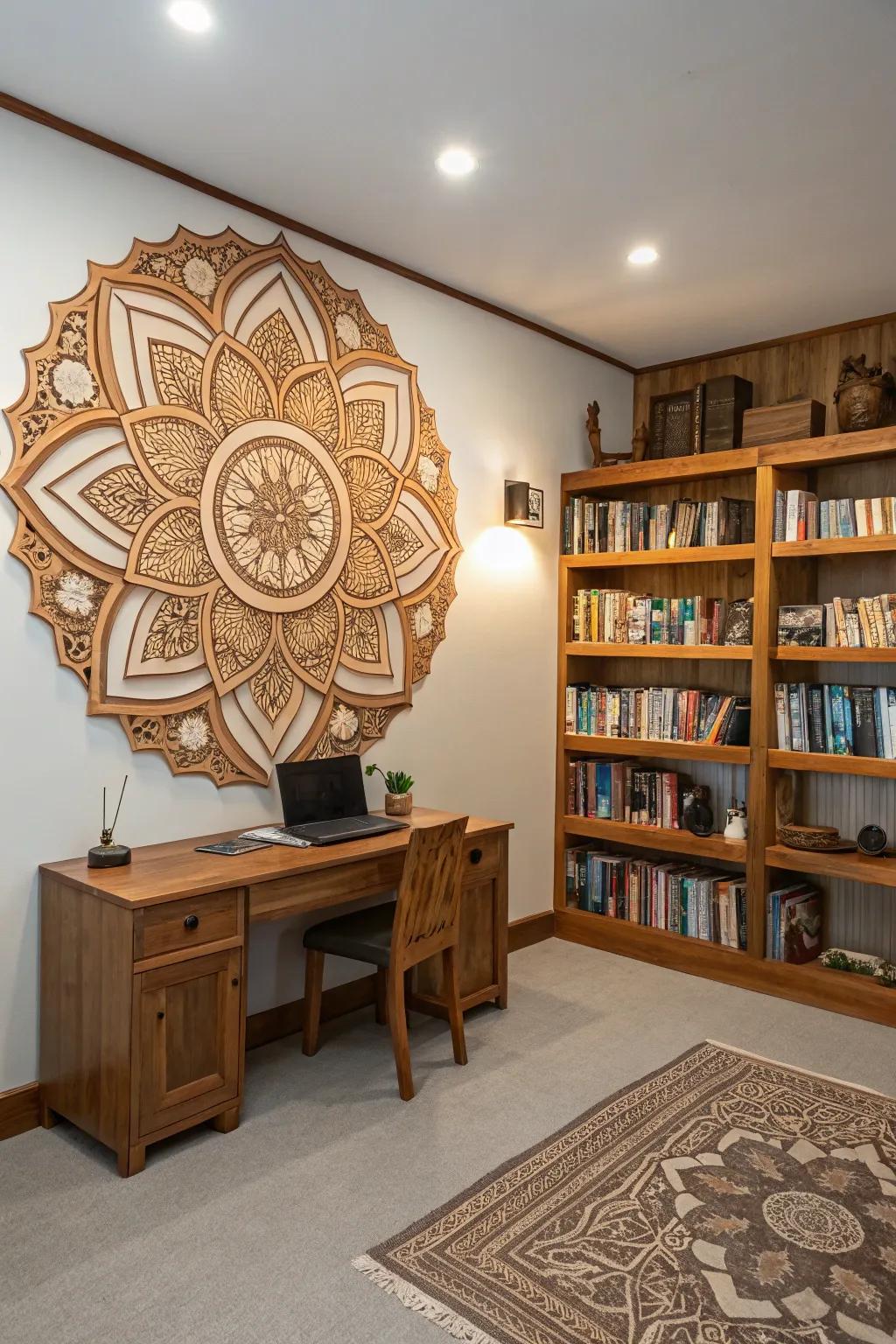 Introduce peace and style with a wood mandala.
