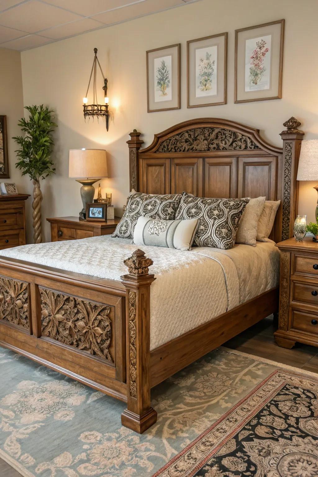 A headboard that enhances the bedroom's design.