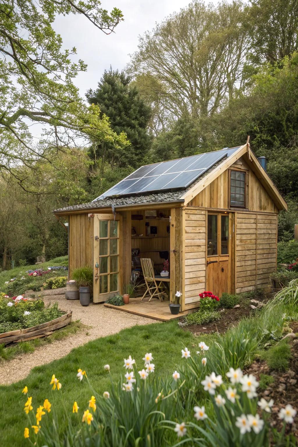 An eco-friendly writing shed where sustainability meets style.