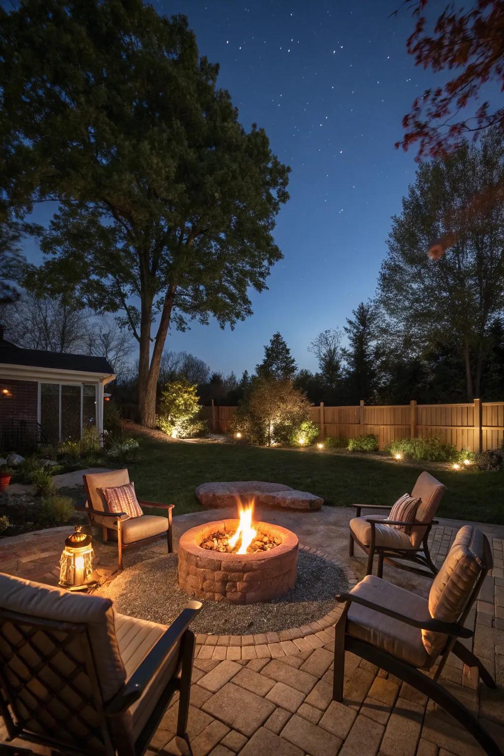 A cozy hearth zone ideal for evening gatherings with friends.