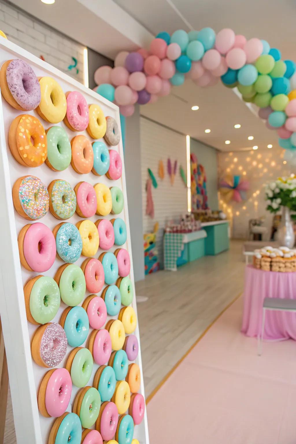 Sweeten the party with an irresistible donut wall.