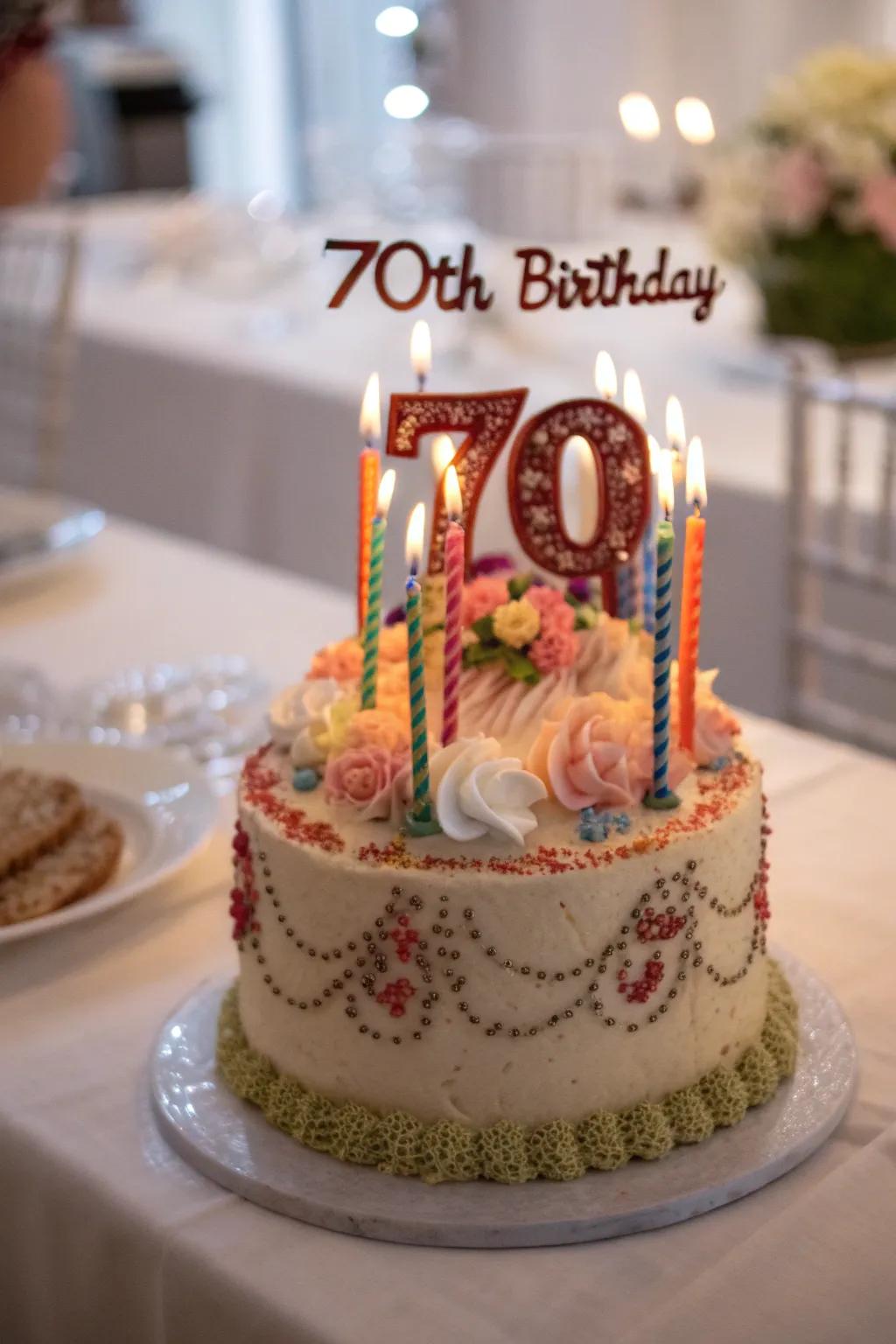 A custom cake accent adds a personal flavor.