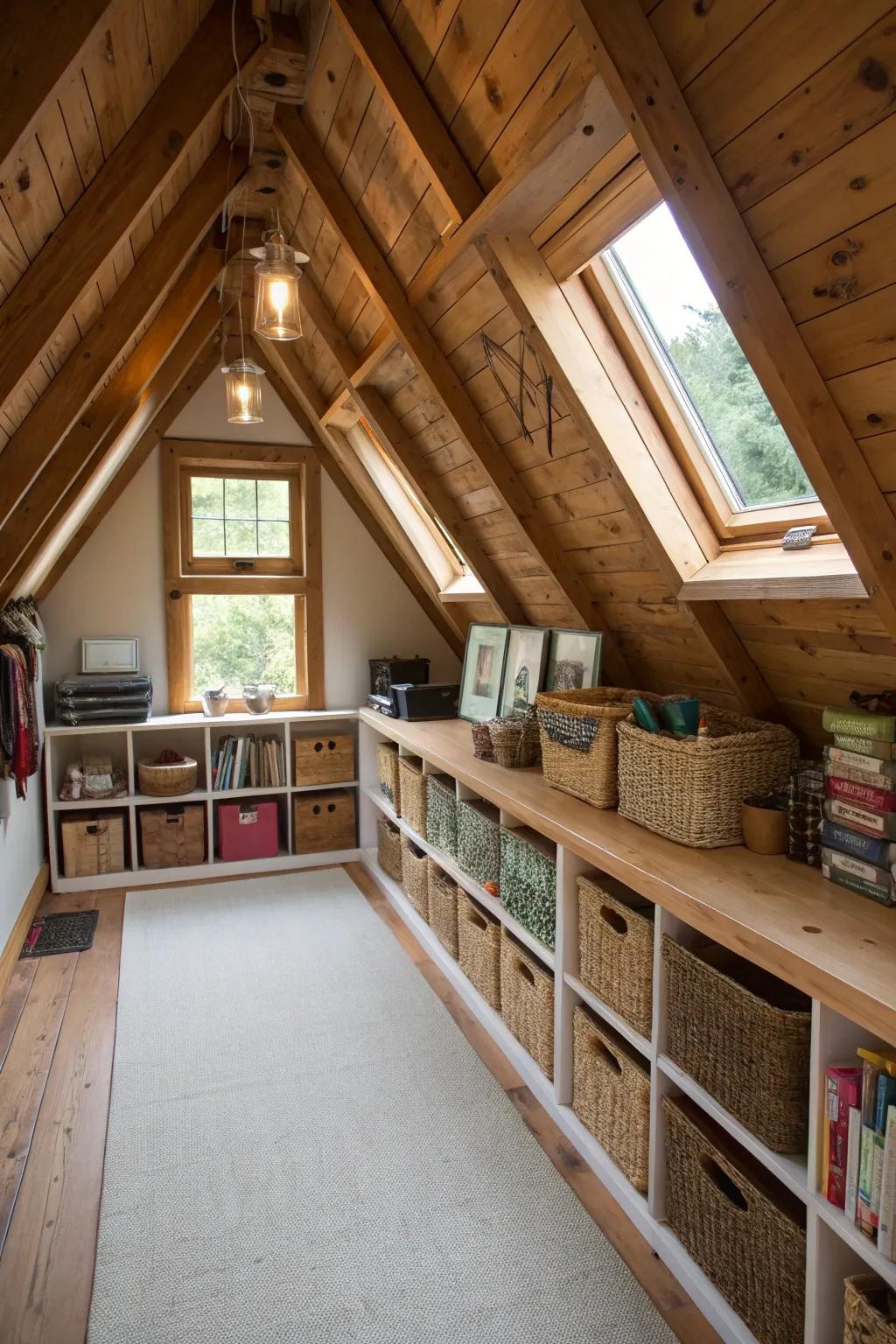 Make use of every space for creative storage and decoration.