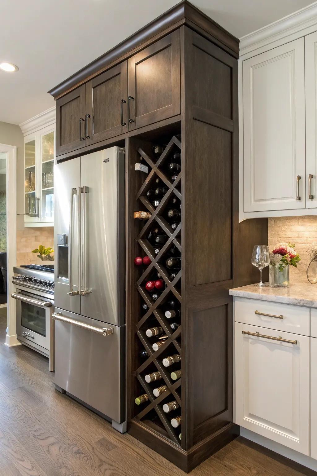 Blend function with elegance by integrating a wine rack.