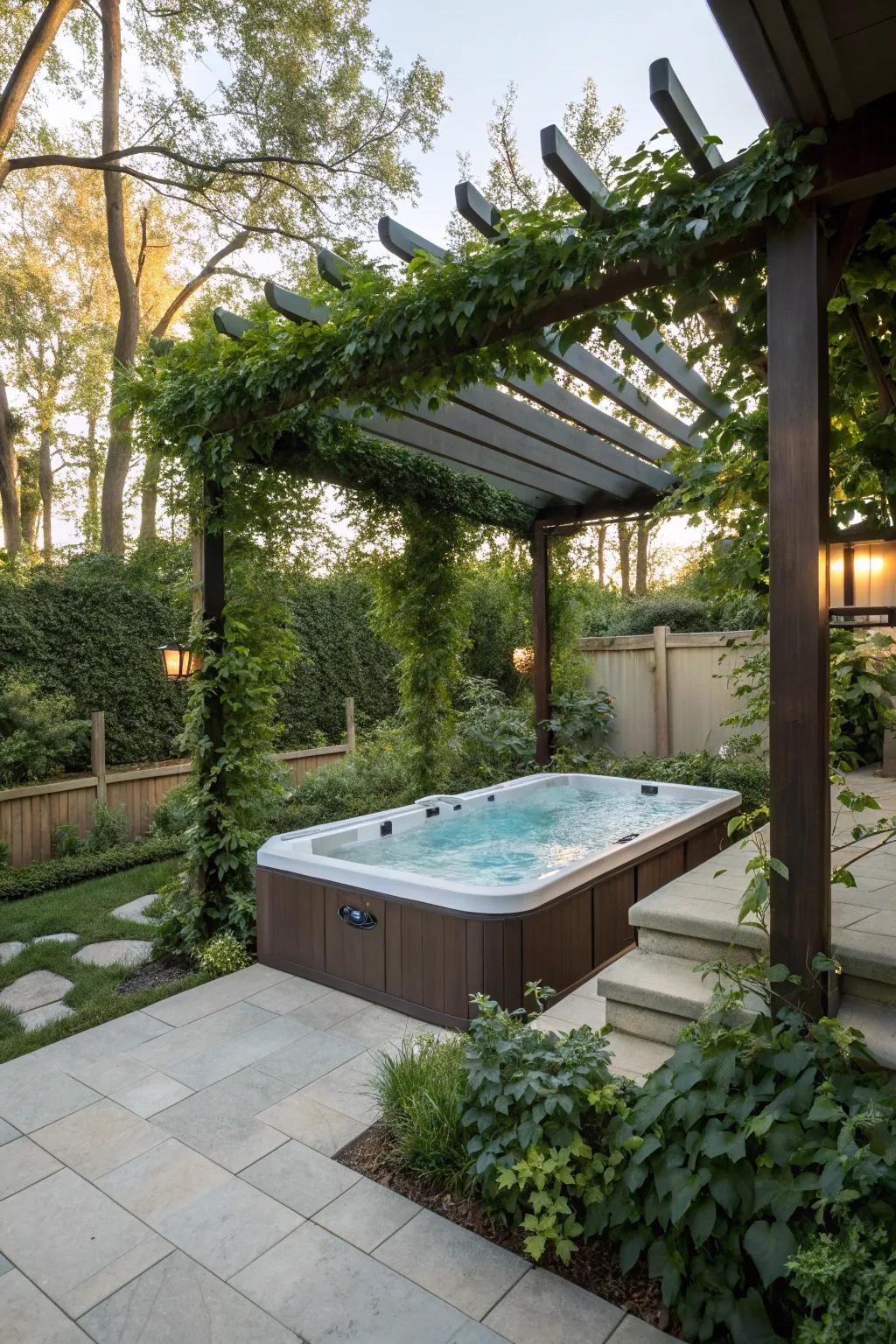 Canopies give style and shade to your swim spa space.