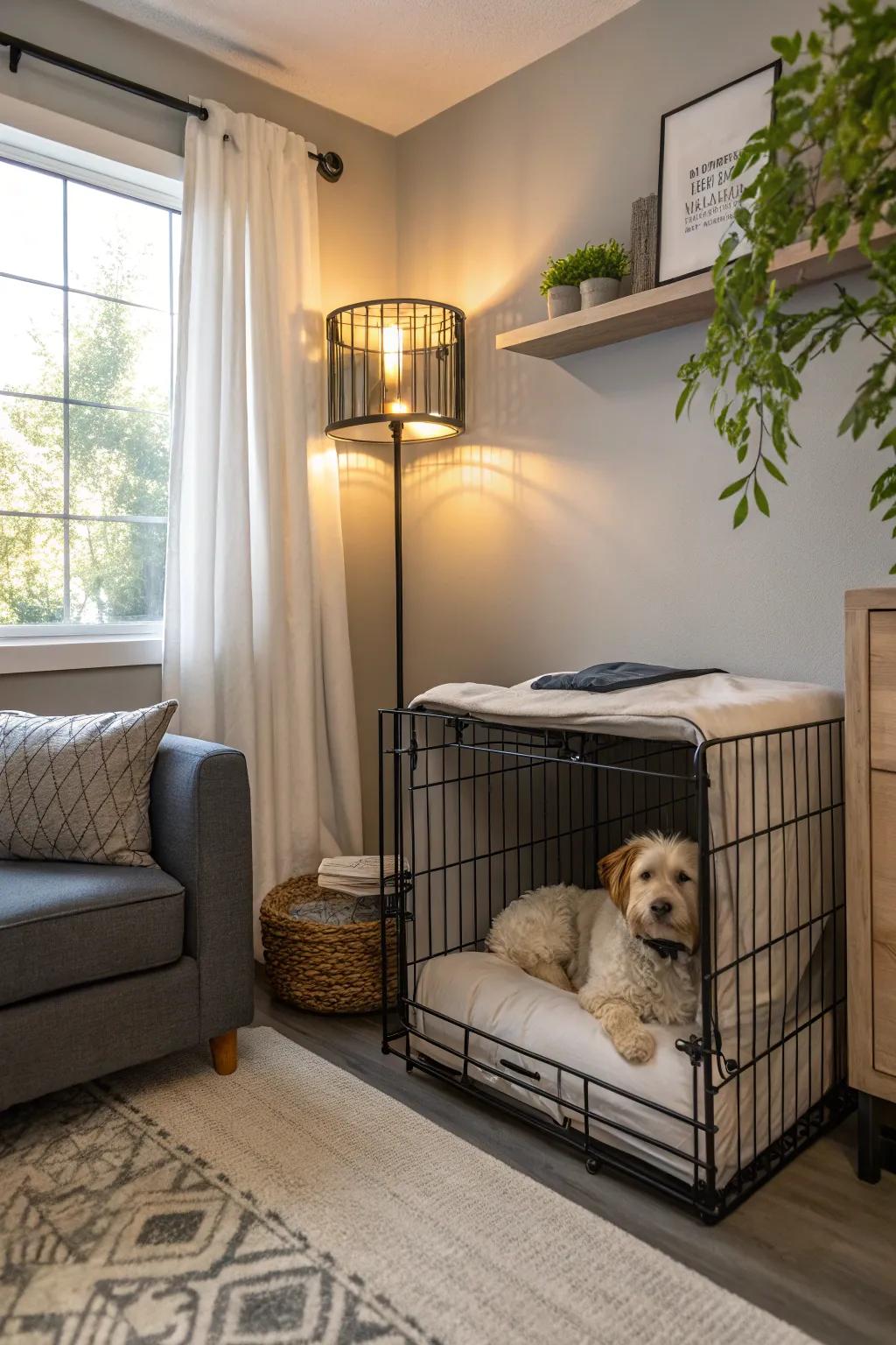 Strategic placement transforms kennels into integral design features.