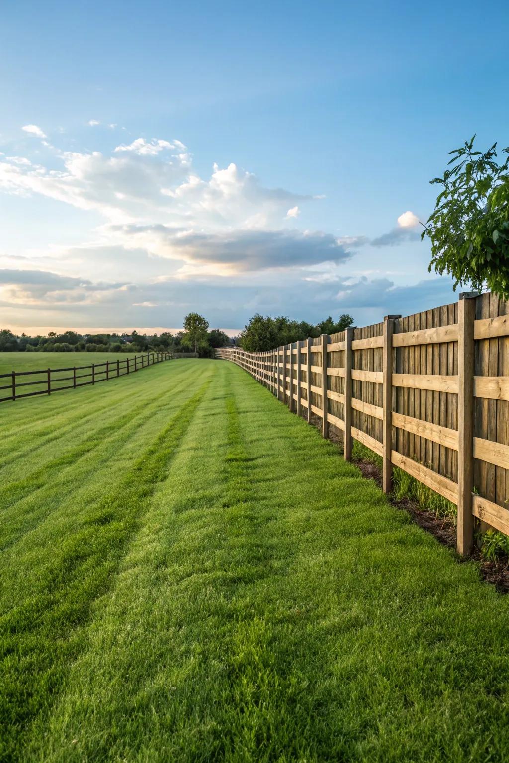 A verdant lawn is a classic complement to any fence.
