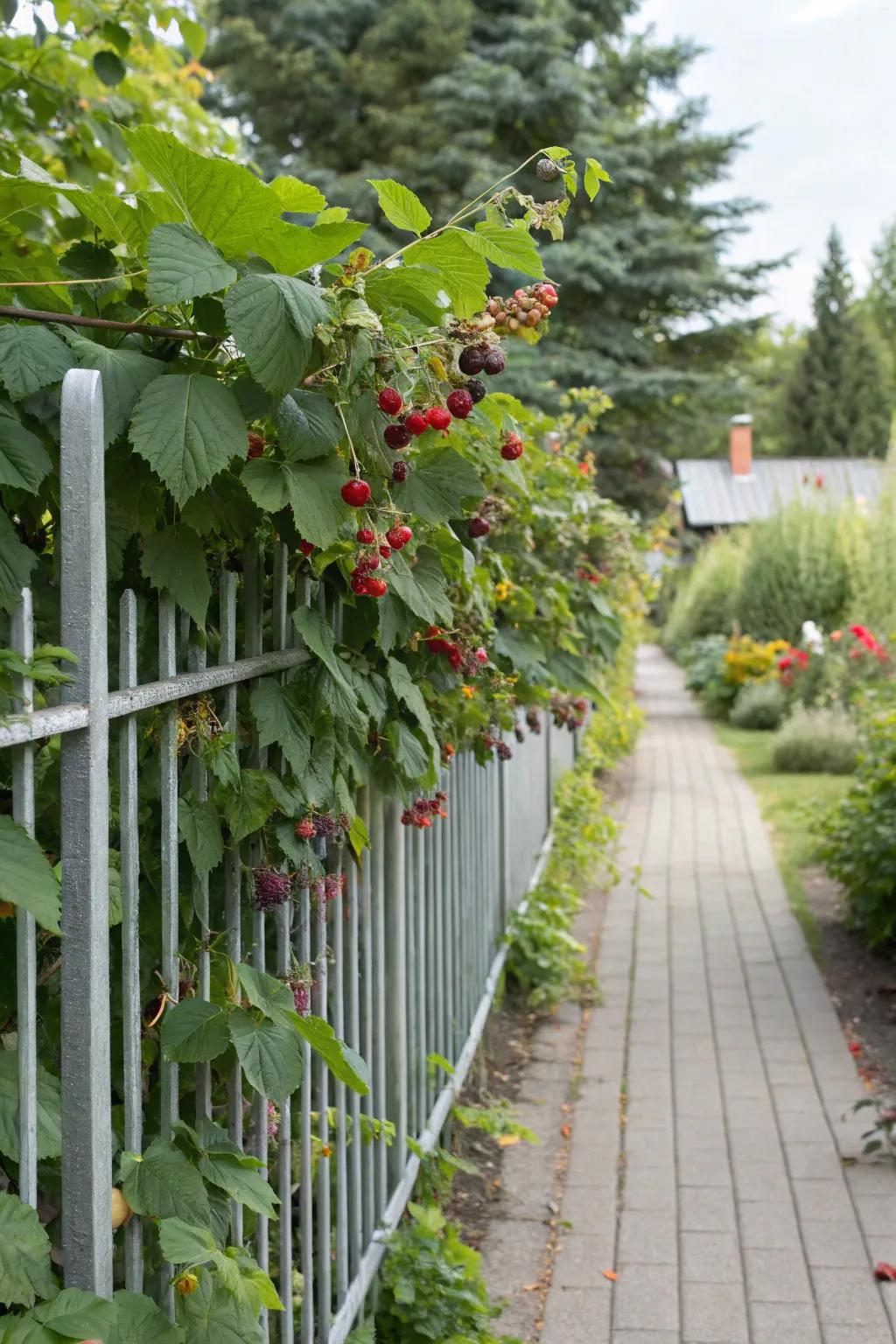 Edible plants add beauty and utility to your fence.