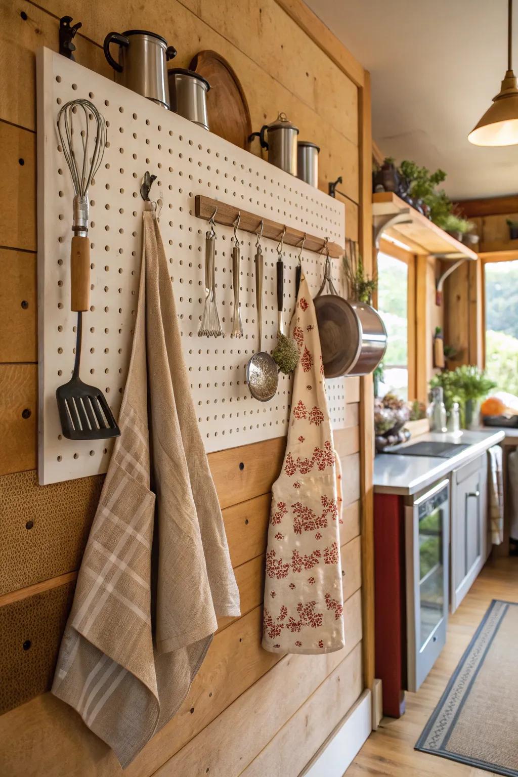 A panel offers style and functionality for apron displays.
