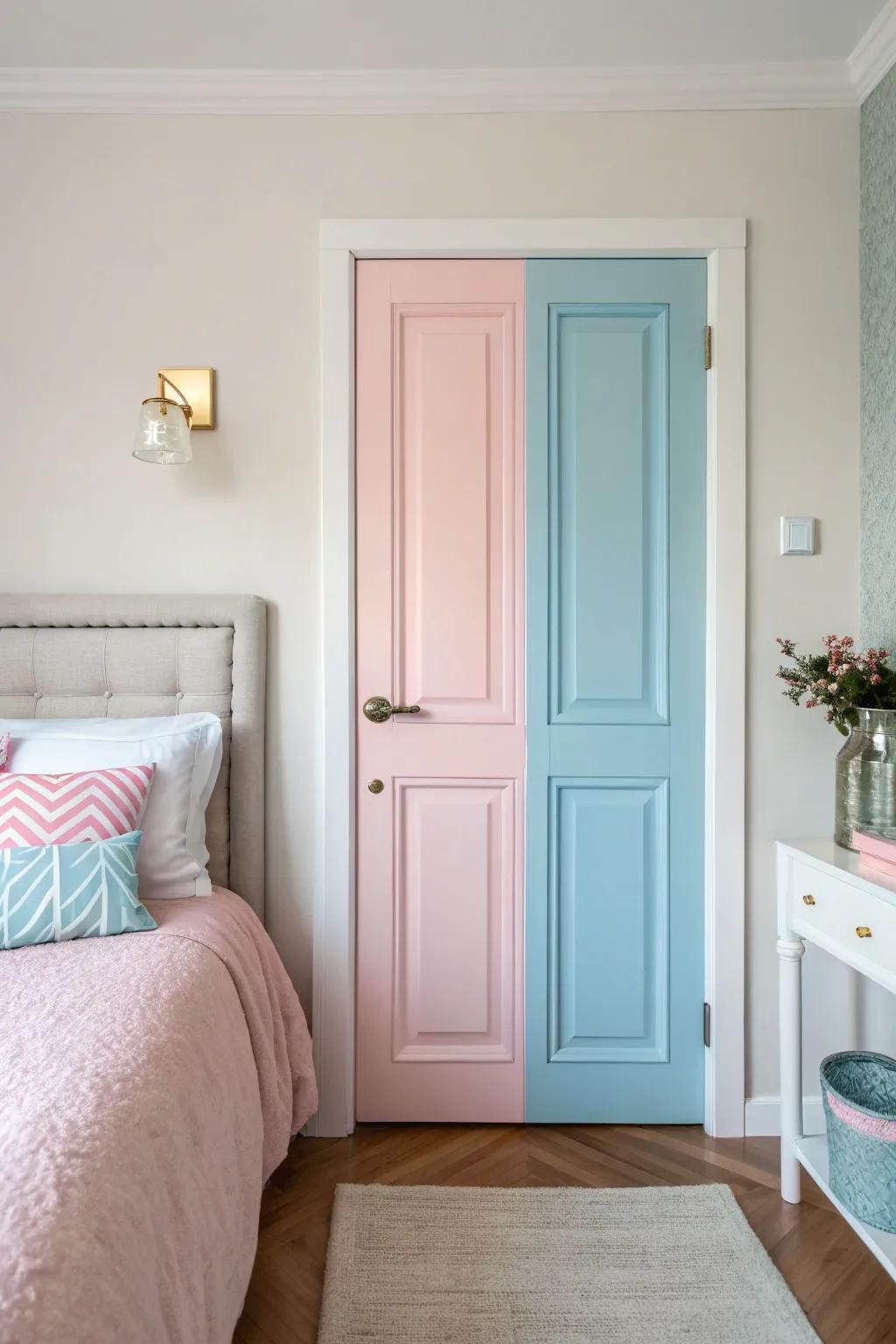 A pastel-colored door that transforms a space into a tranquil haven.