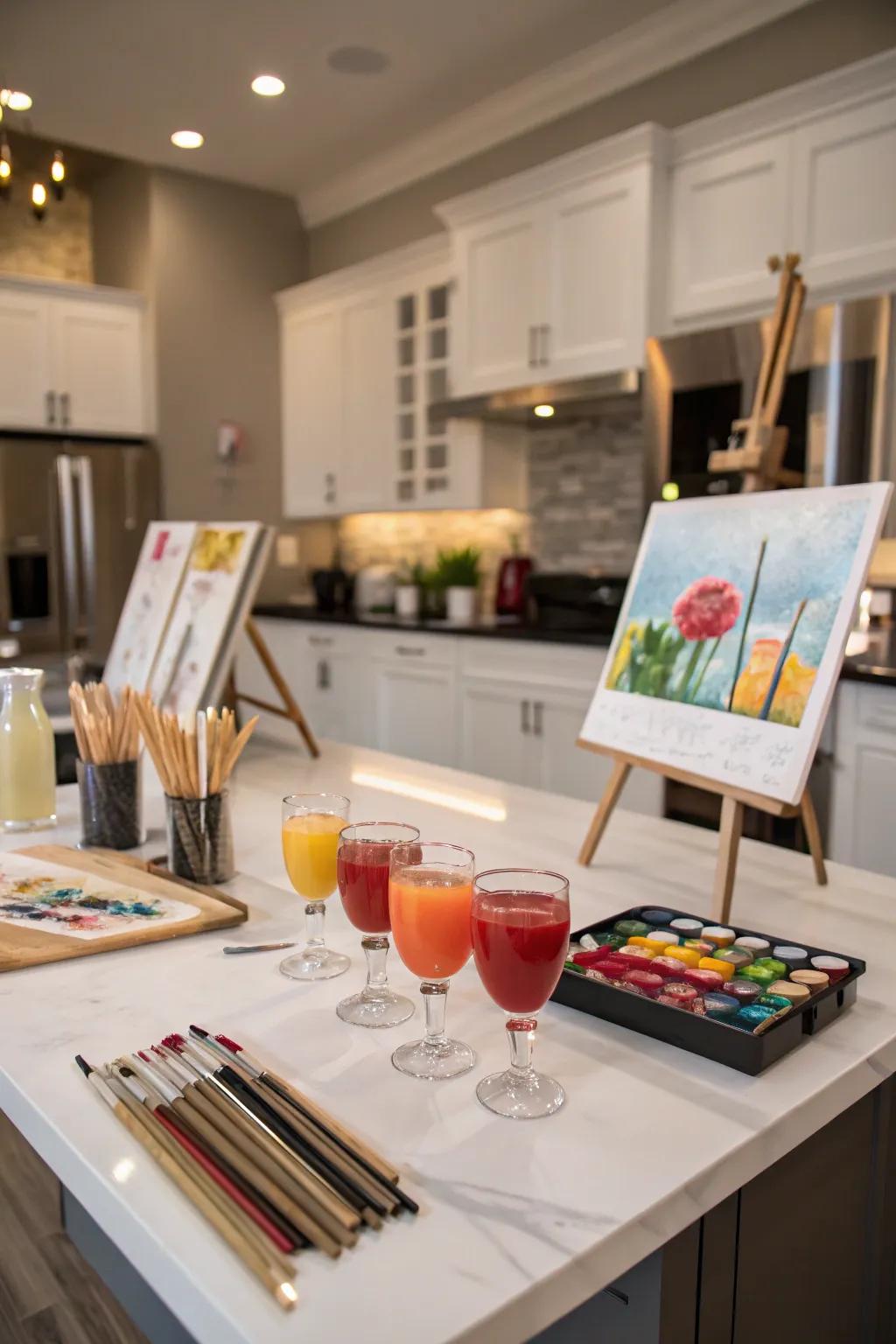 A relaxing paint and sip center for guests to enjoy.
