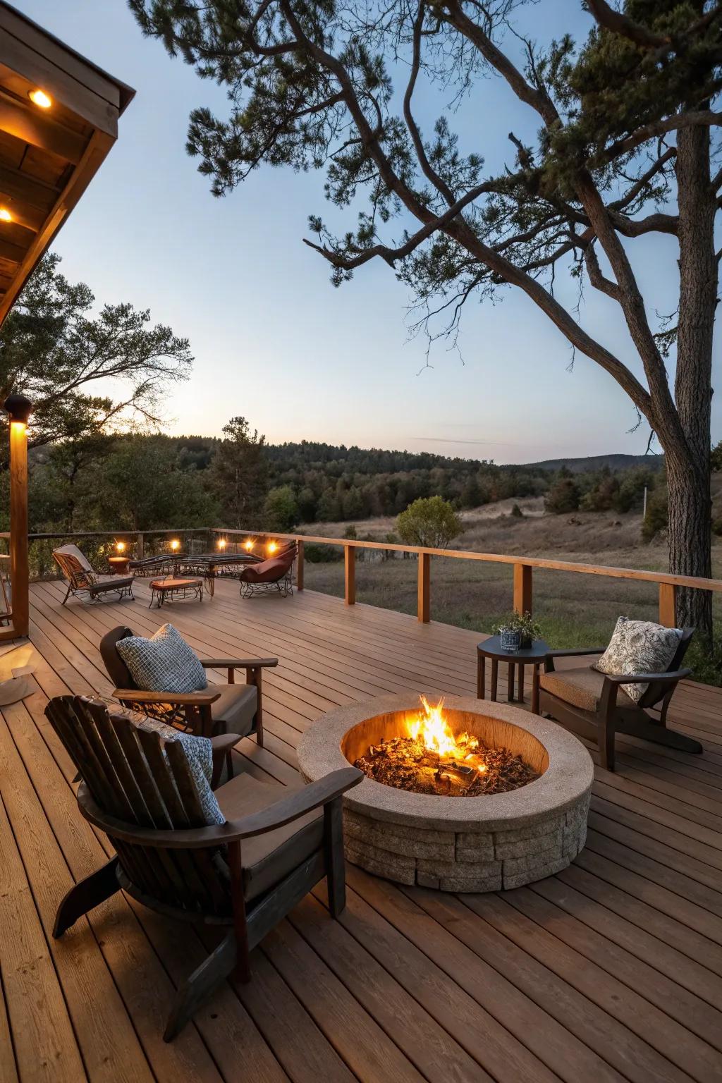 A fire pit brings warmth and atmosphere to your deck.