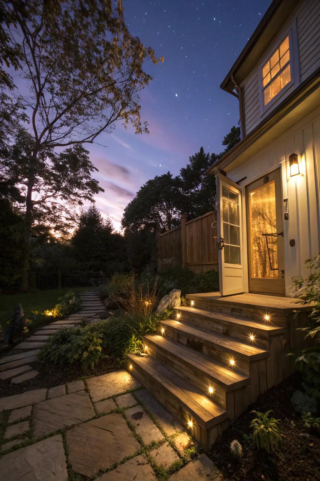 Integrated lighting enhances the ambiance of your outdoor space.