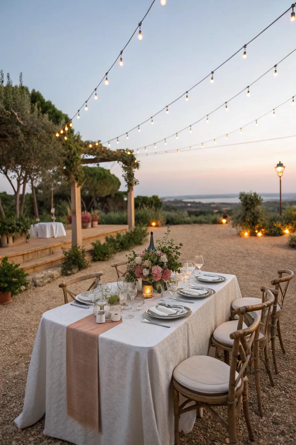 Dine in style with an open-air dining area set on crushed rock fines.