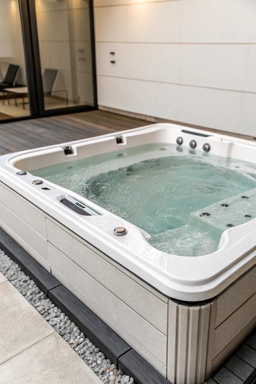 Minimalist design gives a sleek, modern touch to your spa tub.