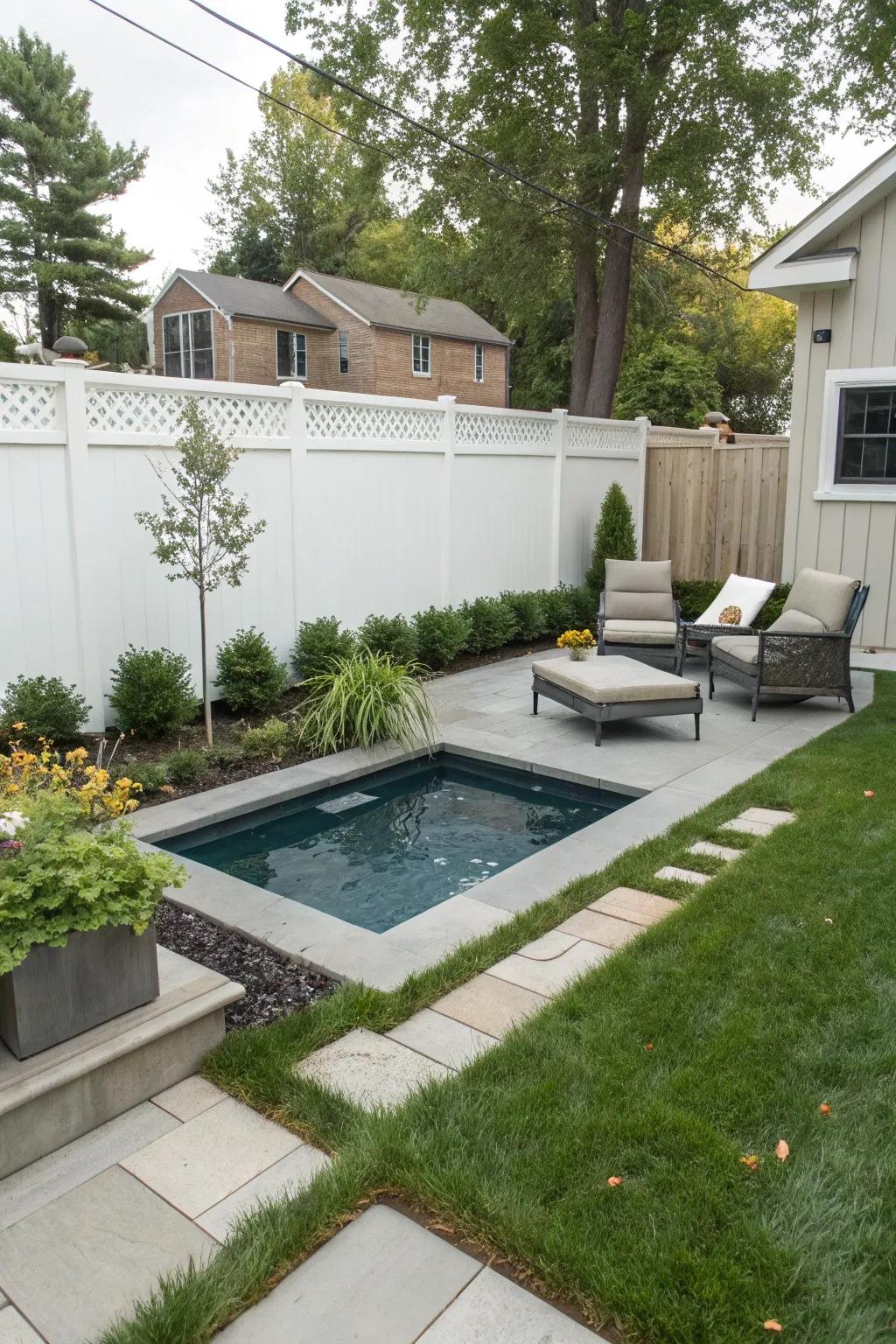 Optimize small spaces with a fashionable soaking pool.