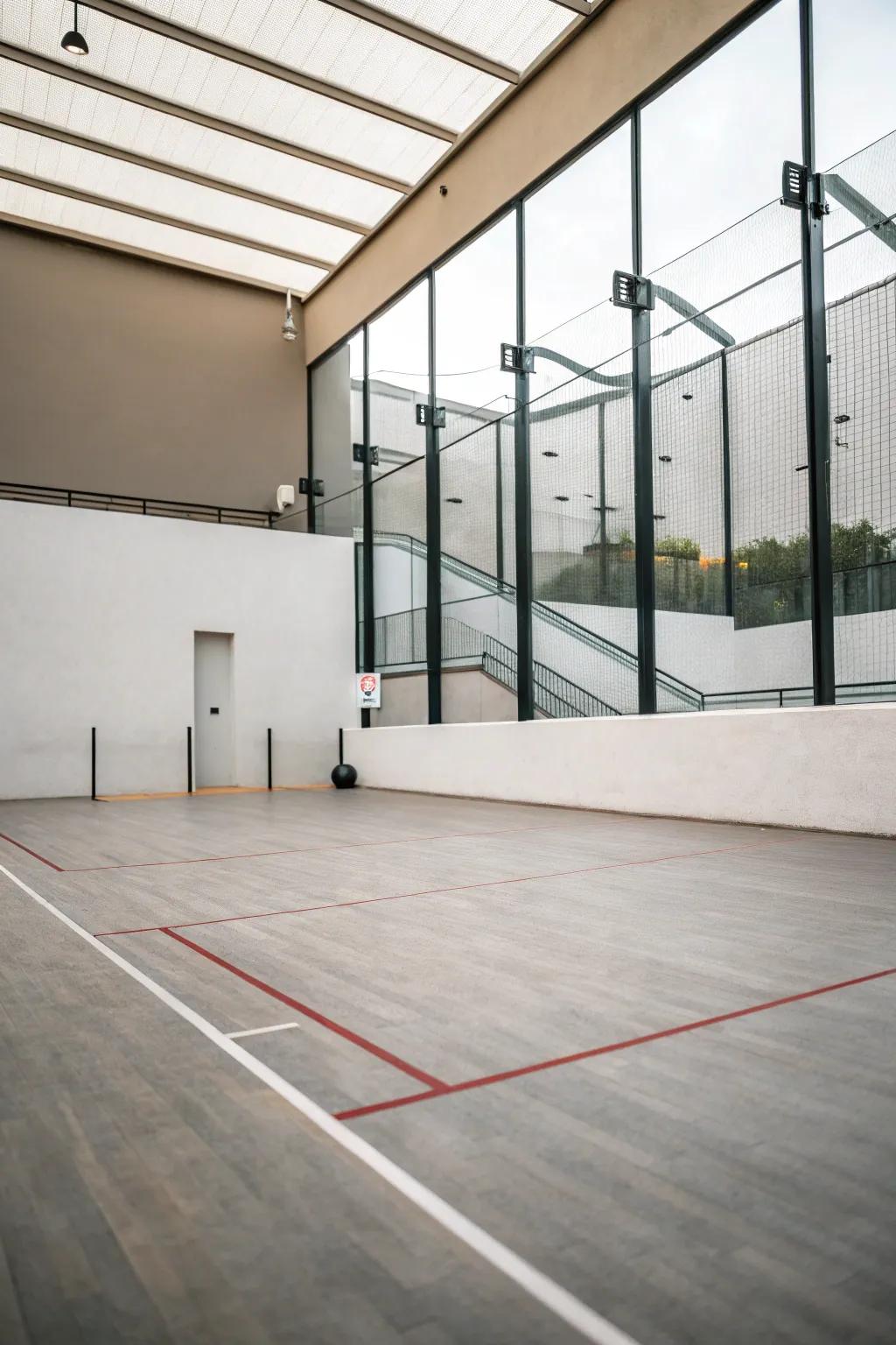 Embrace sleek modernism with a minimalist sport court design.