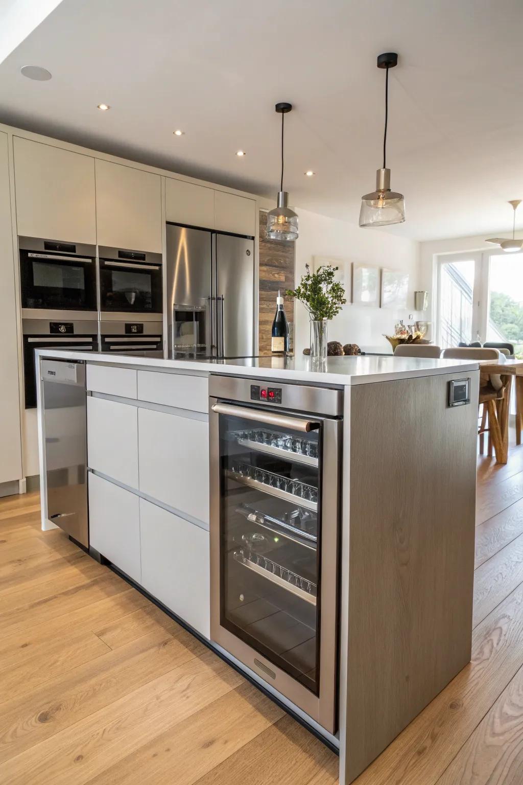 Integrated gadgets create a cohesive cooking area aesthetic.